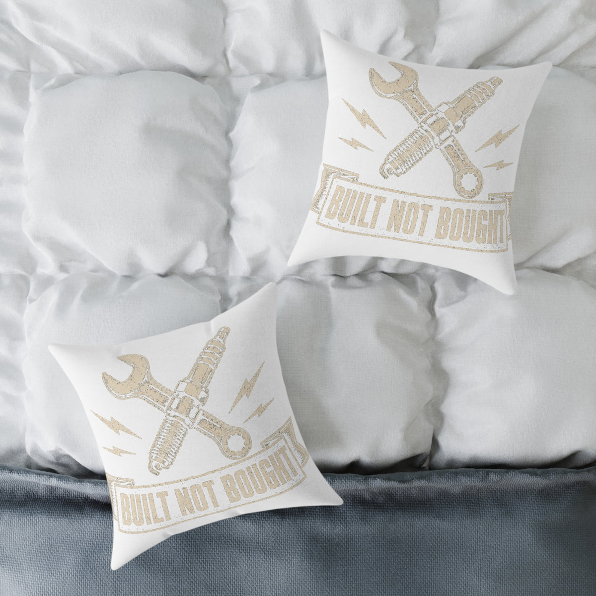Built Not Bought Pillow - Mechanic Tool Wrench Spark Plug Milo Bailey Dog Dad Mom Decorative Throw Pillow