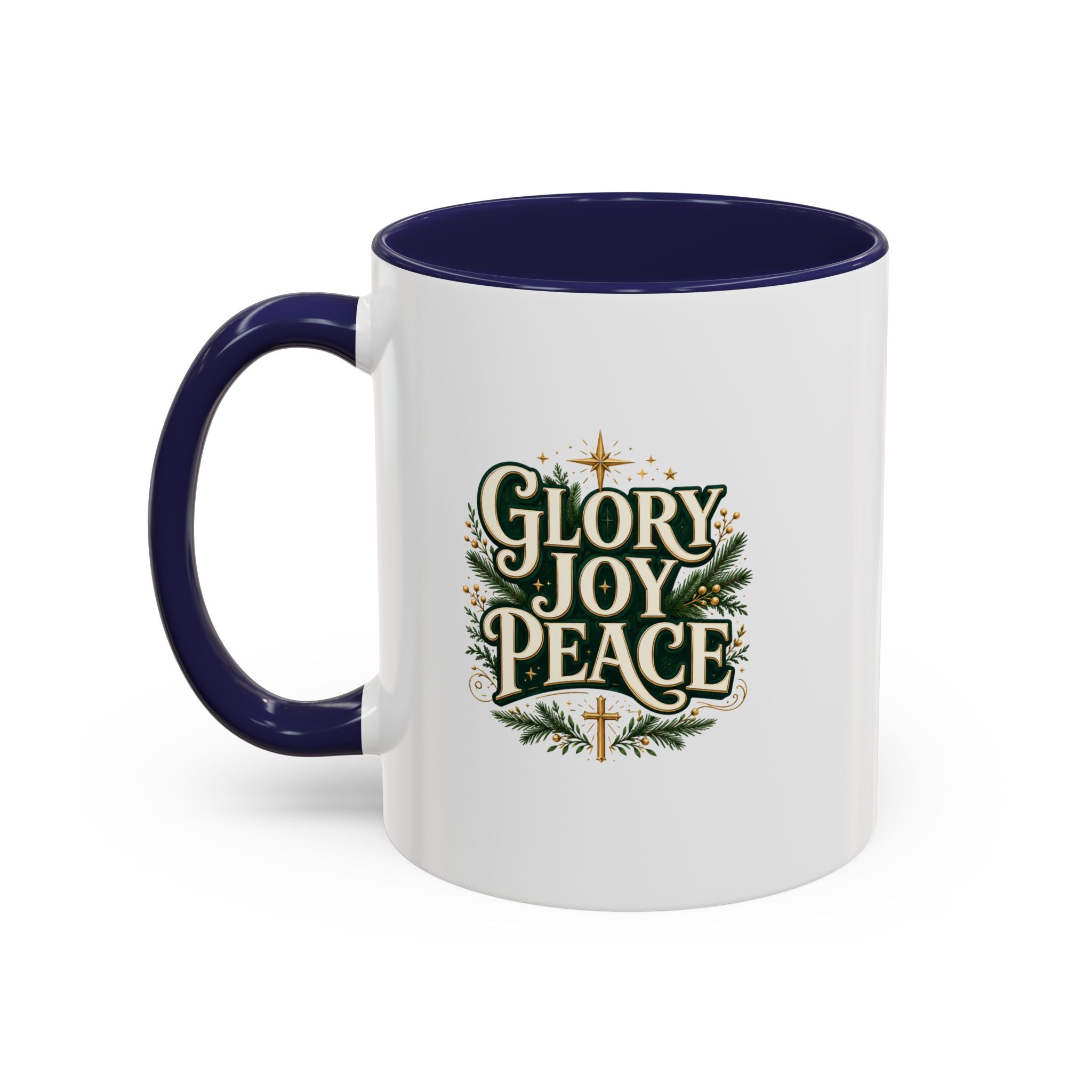 Glory Joy Peace Christmas Coffee Mug - Holiday Scripture Accent Mug