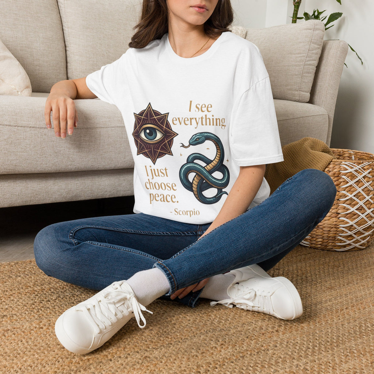 Scorpio “I See Everything” Zodiac T‑Shirt — Astrological Snake & All‑Seeing Eye Design
