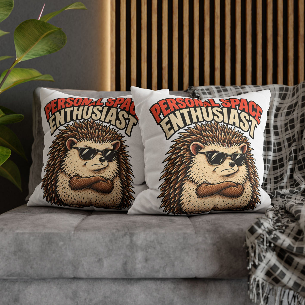 Personal Space Enthusiast Hedgehog Pillowcase — Funny Decorative Throw Pillow Cover