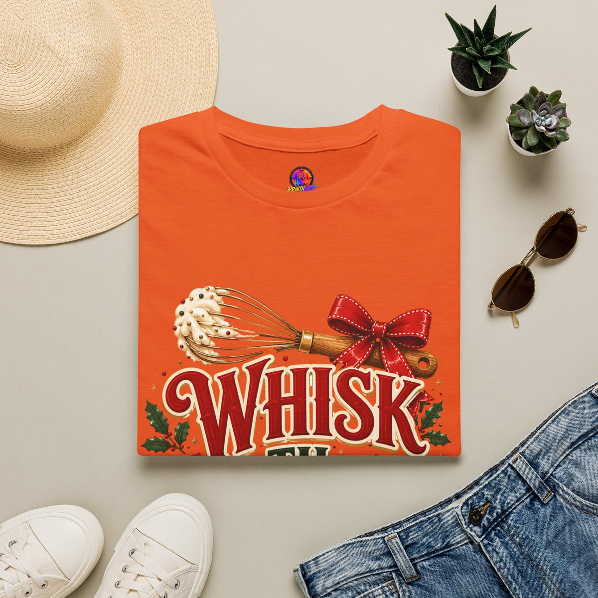 Christmas Baking T-Shirt — "Whisk 'Til Merry" Holiday Tee