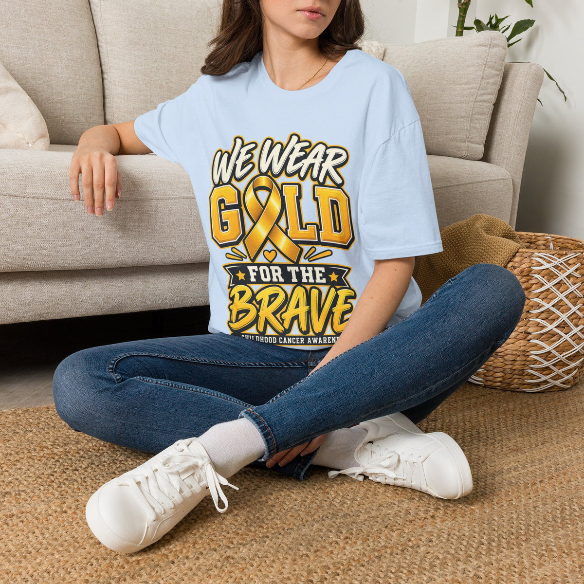 Childhood Cancer Awareness T-Shirt — "We Wear Gold For The Brave"