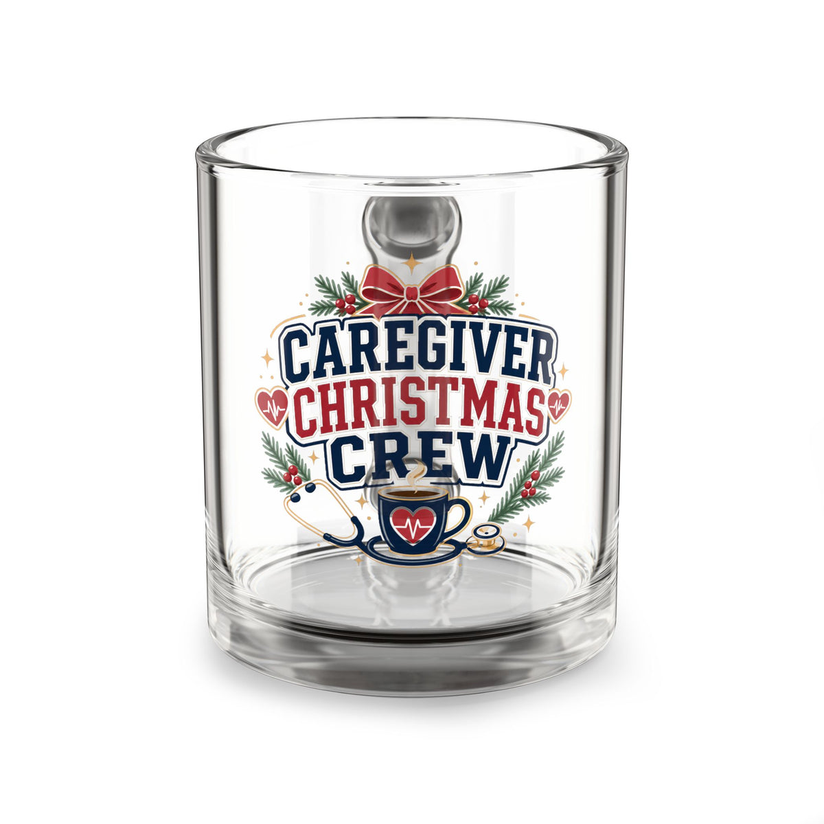 Modern Day Christmas Glass Mug  10oz Caregiver Christmas Crew Glass Mug — 10oz Holiday Nurse & Healthcare Gift
