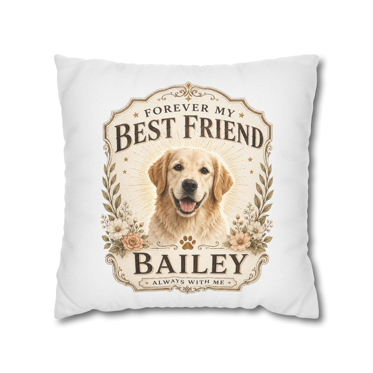 Personalized Dog Pillowcase  Milo Bailey Dog Dad Mom— "Forever My Best Friend" Custom Pet Name Cushion Cover