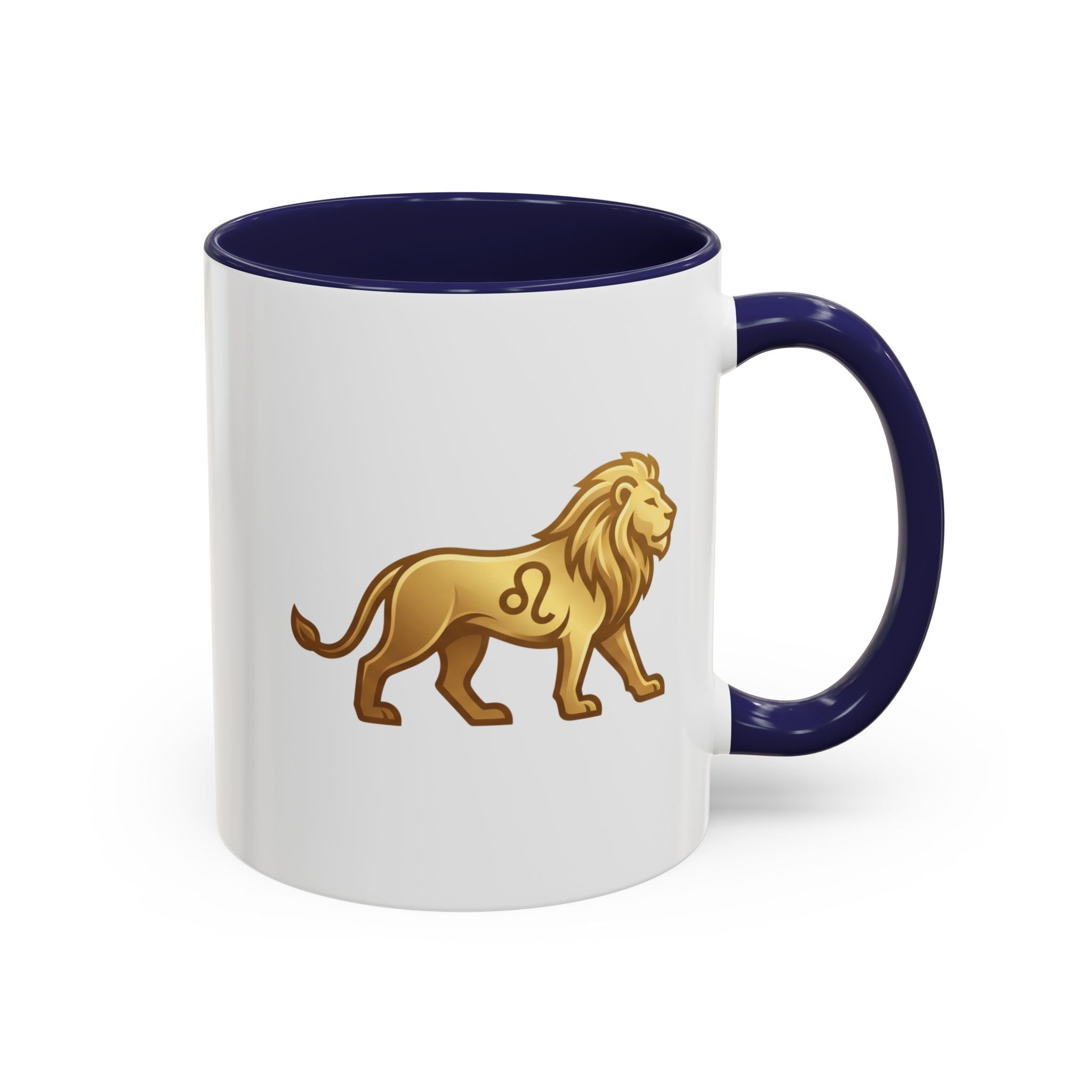 Leo Zodiac Coffee Mug — Gold Lion Accent Mug for Astrology Lovers