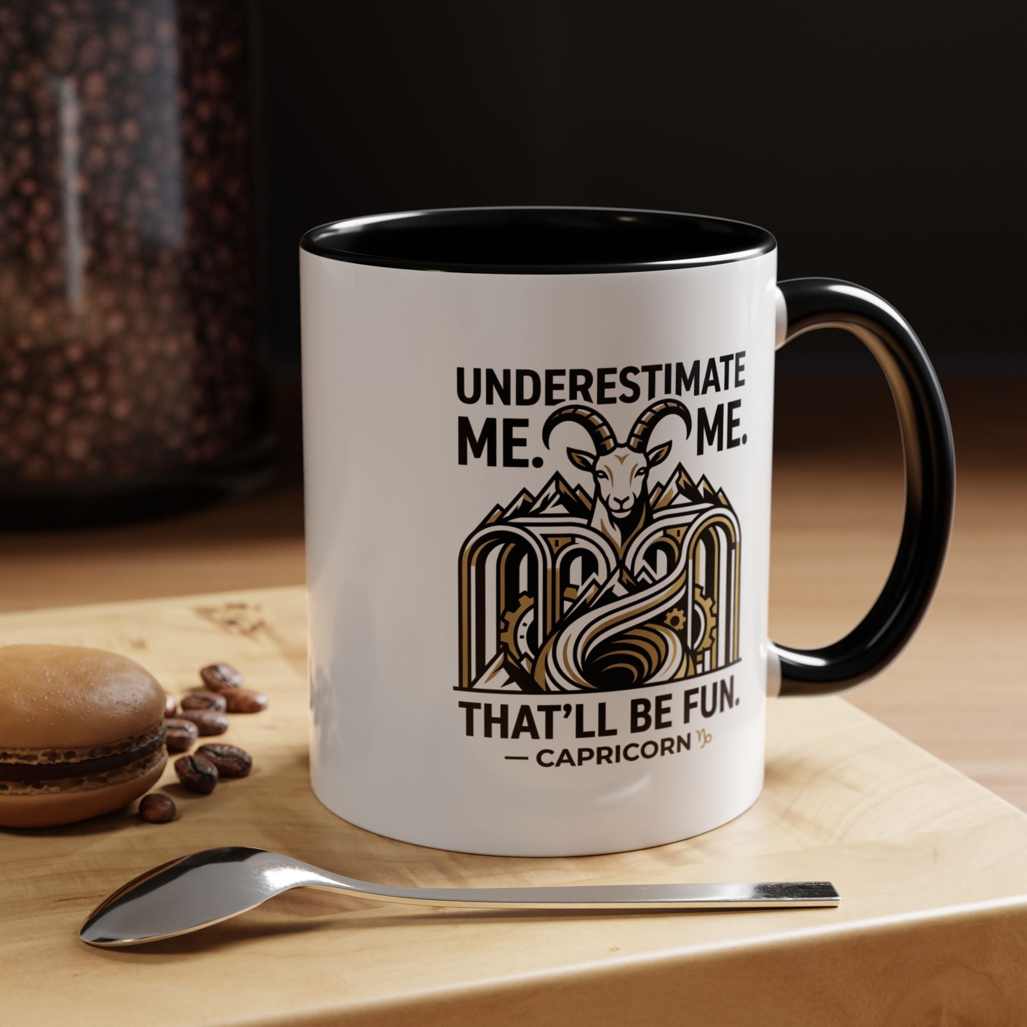 Capricorn Coffee Mug — "Underestimate Me. That'll Be Fun." Zodiac Accent Mug (11/15oz)