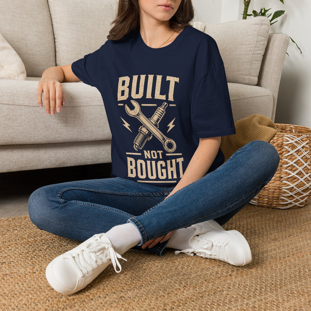 Built Not Bought T-Shirt — Vintage Mechanic DIY Garage Tee