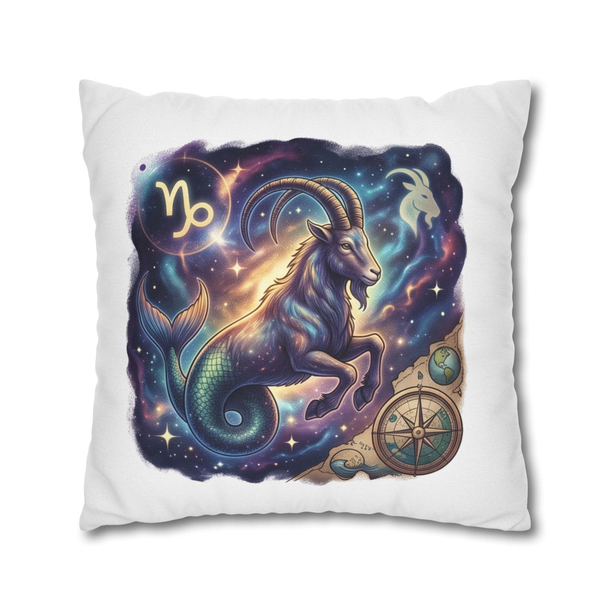Capricorn Zodiac Throw Pillowcase — Mystical Goat Constellation Home Decor