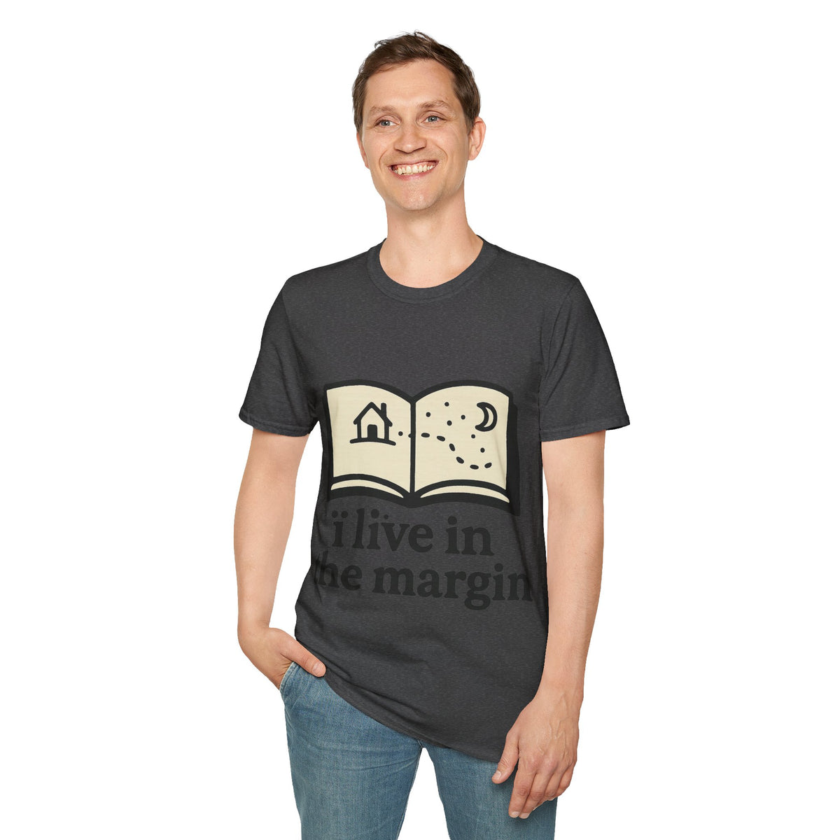"I Live In The Margin" Bookworm Tee | Cute Celestial Book Graphic T-Shirt - Trending Now - September 2026