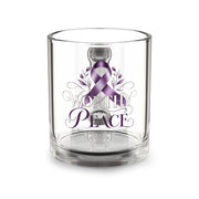Glass Mug - "Worthy Peace" Purple Ribbon Domestic Violence Awareness Coffee Mug