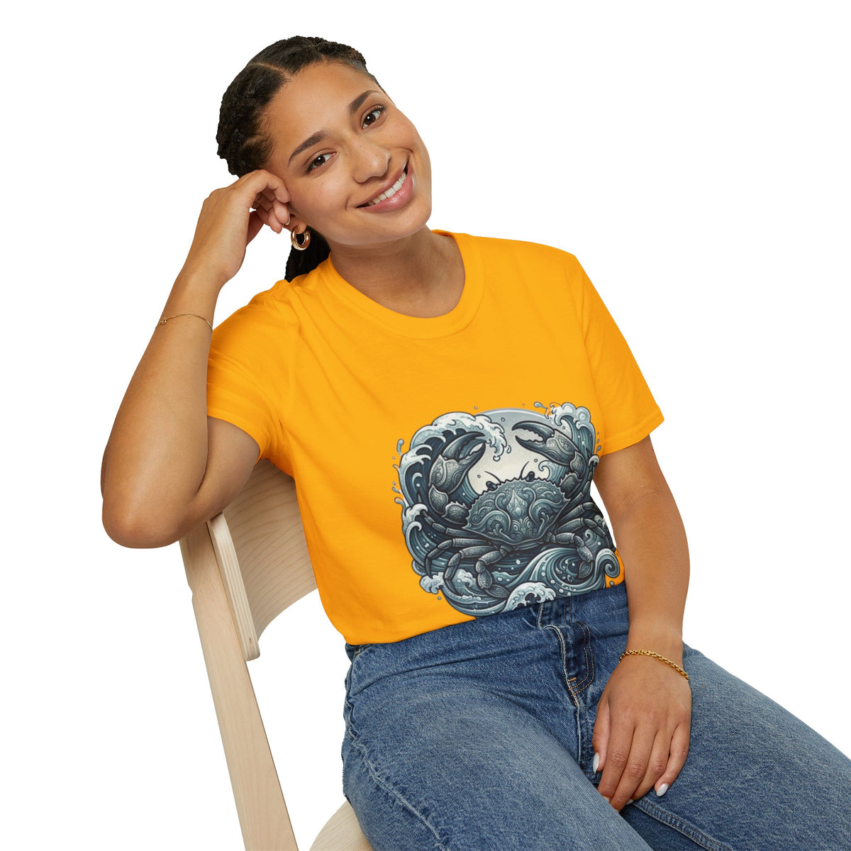 Cancer Zodiac Crab & Waves T-Shirt — Nautical Ocean Art Tee