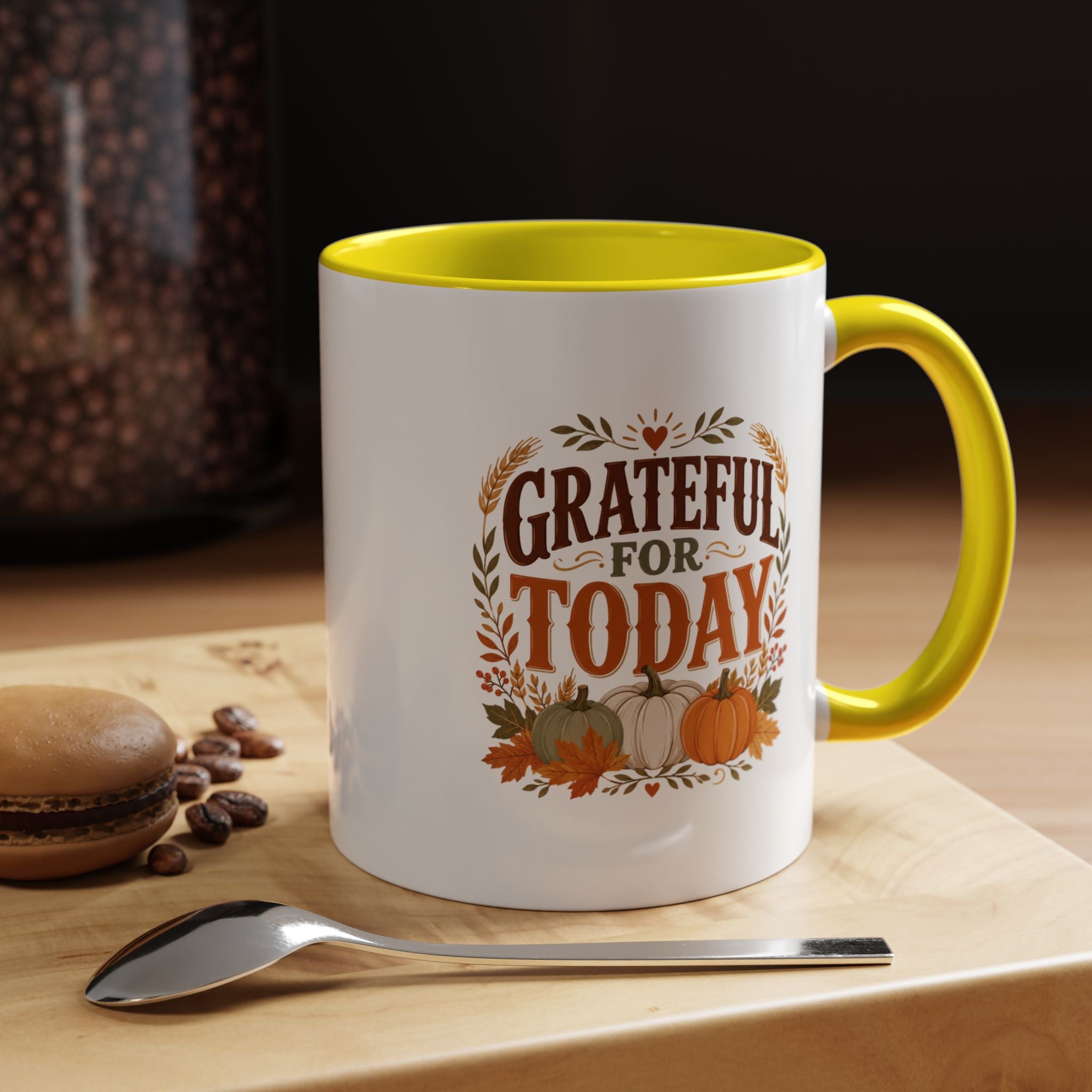 Thanksgiving Mug Grateful For Today Coffee Mug — Thanksgiving Pumpkin Fall Ceramic Accent Mug