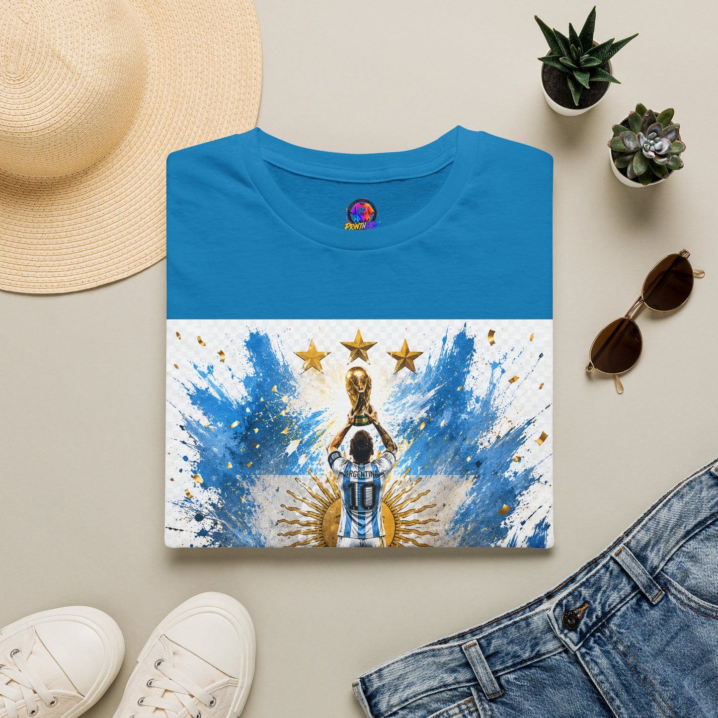 Argentina World Champions T‑Shirt — Soccer World Cup 3 Stars Tribute