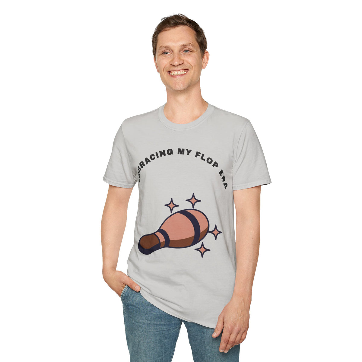 T-Shirt — "Embracing My Flop Era" Funny Self-Love Graphic Tee (Bowling Pin Design) - Trending Now - September 2026