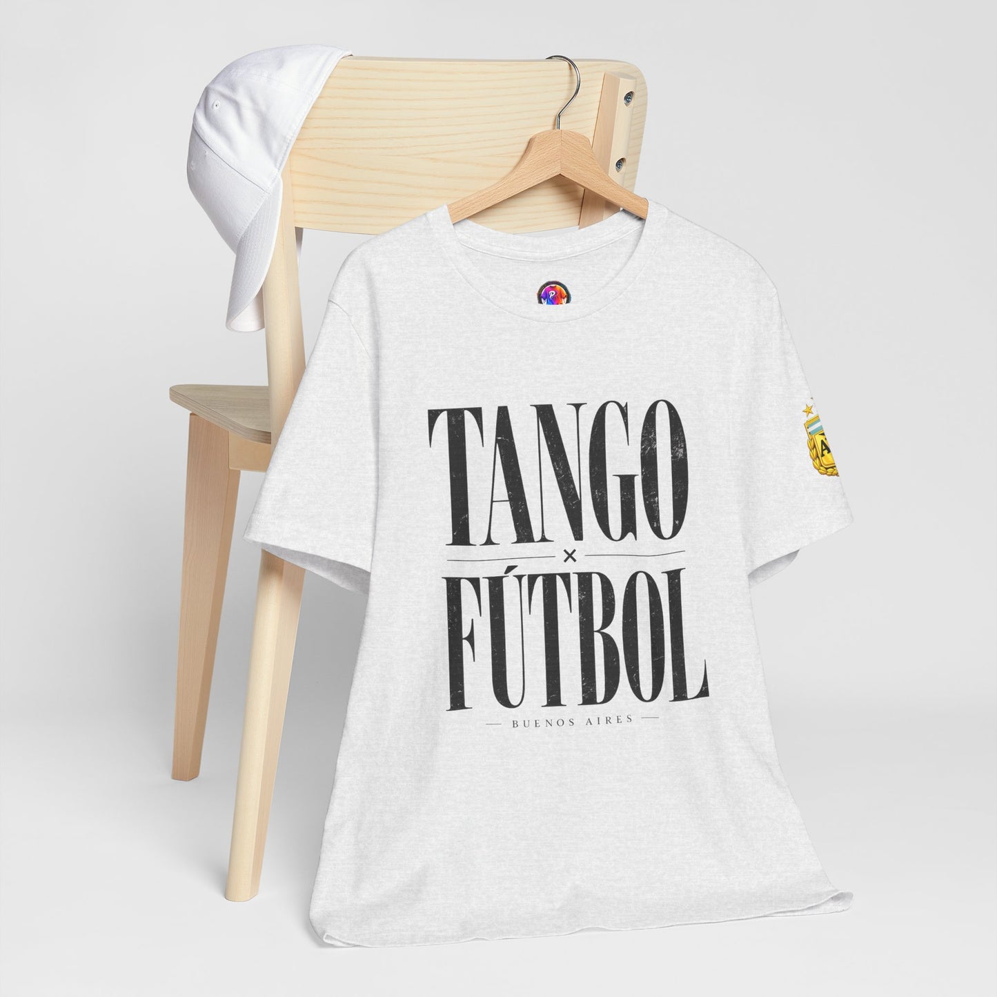 Argentina - Tango y Fútbol Graphic Tee - Bold Serif Soccer & Dance Shirt