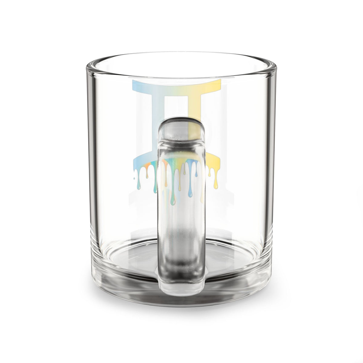 Gemini Zodiac Glass Mug – Dripping Rainbow Horoscope Design (10 oz)