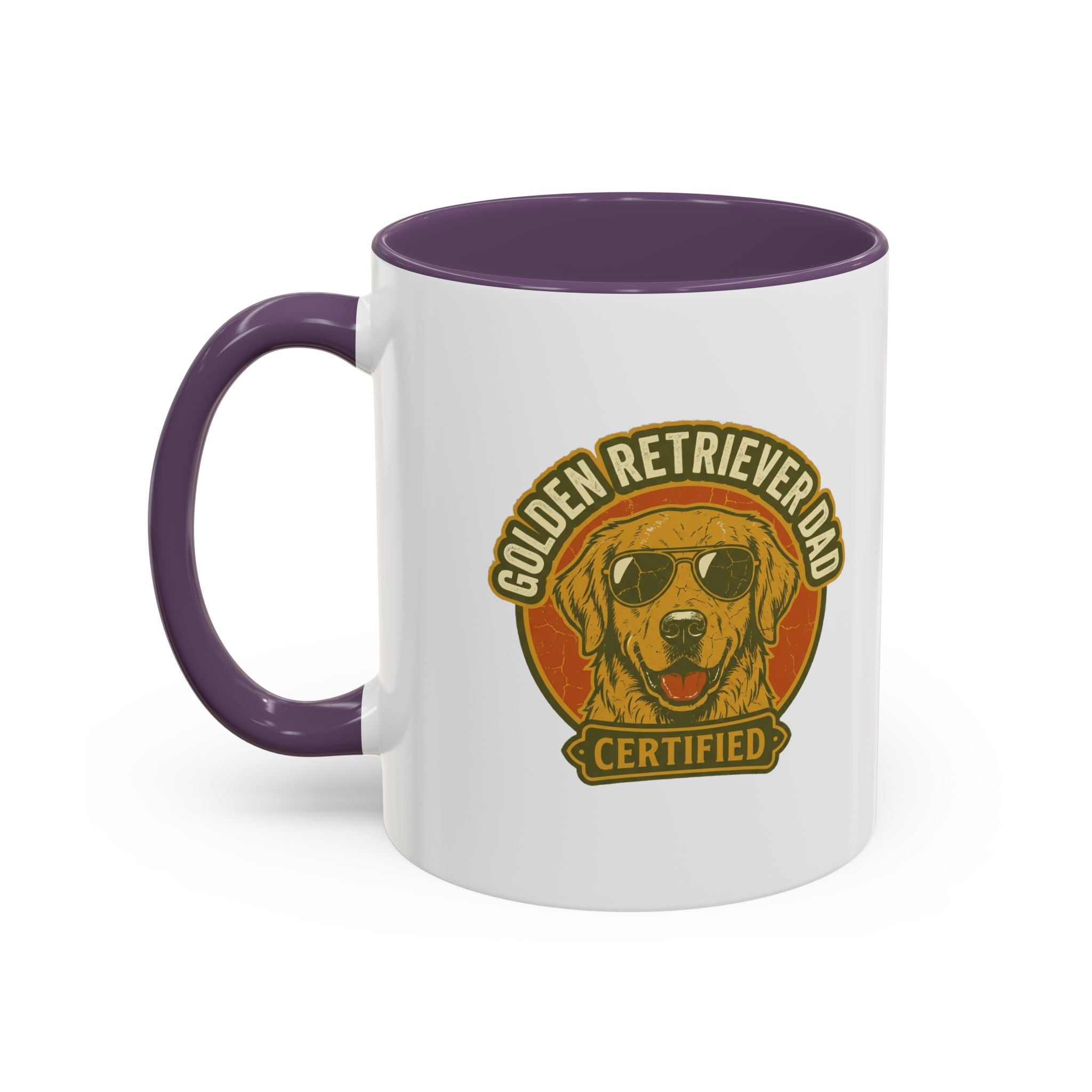 Funny Golden Retriever Dad Coffee Mug — "Certified" Dog Dad Accent Mug