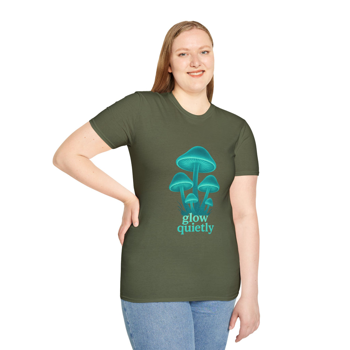 Mushroom Graphic T-Shirt — 'Grow Quietly' Teal Fungi Tee - Trending Now - August 2026