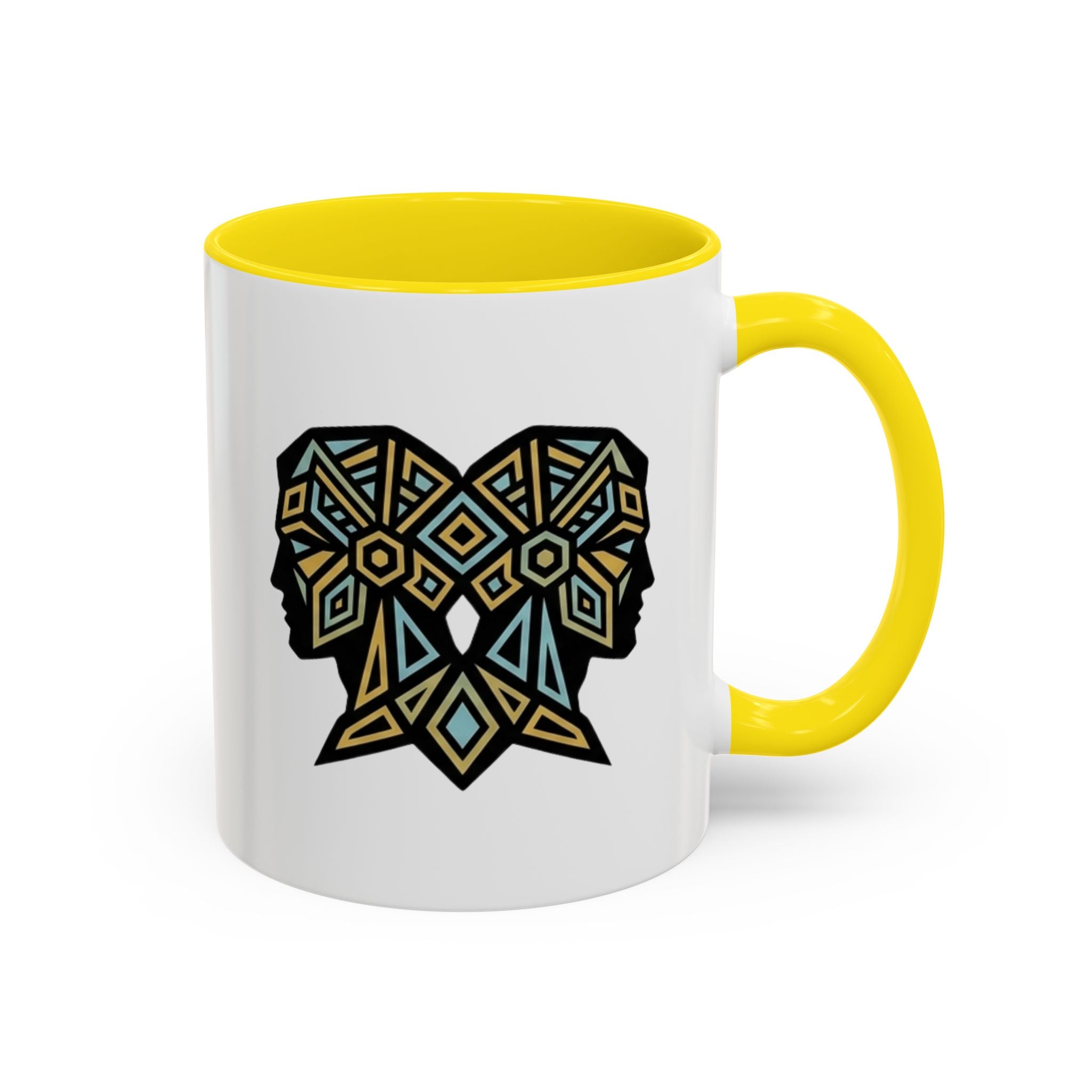 Geometric Elephant Accent Coffee Mug — Tribal Mosaic Design