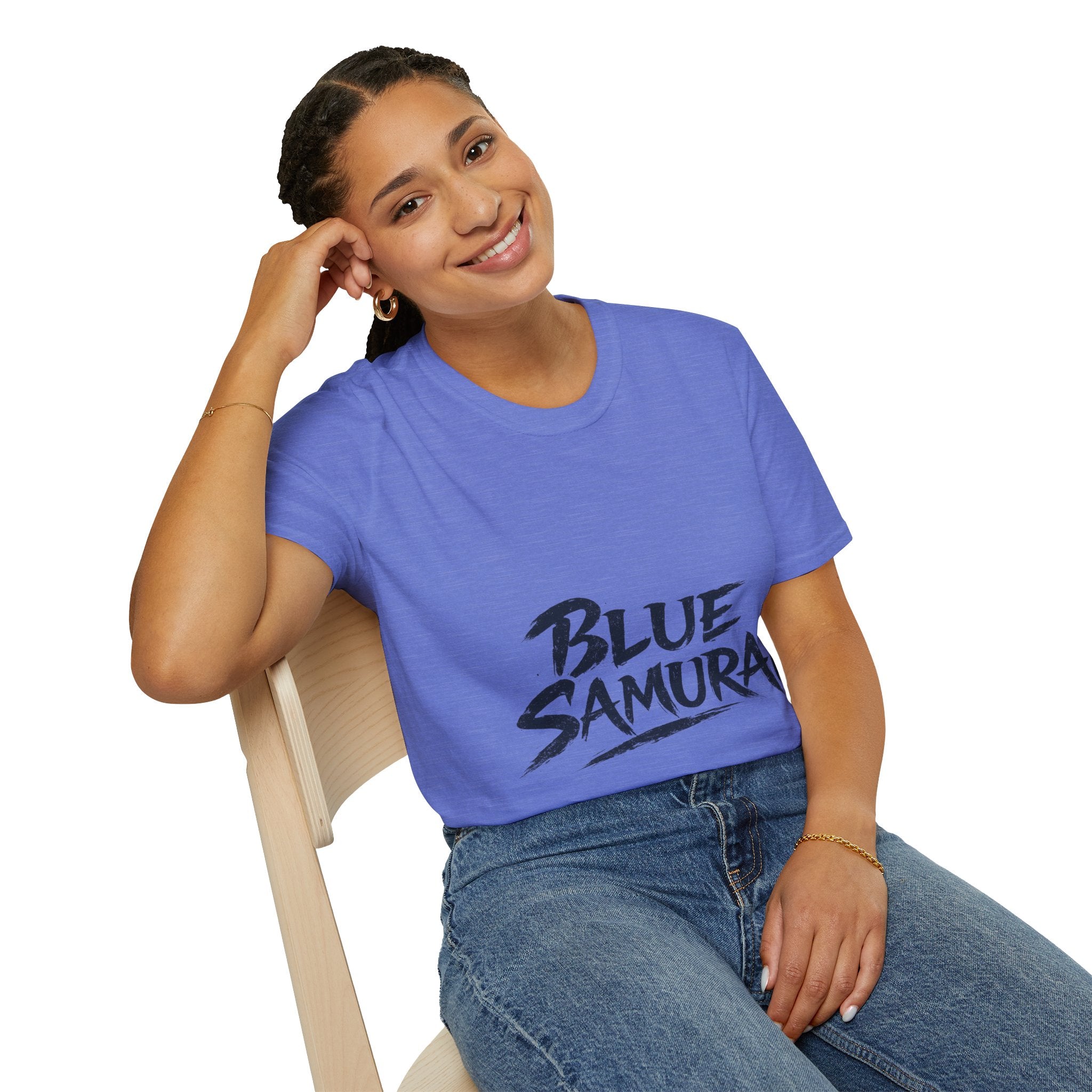 Japan Blue Samurai T-Shirt — Bold Brushstroke Graphic Tee