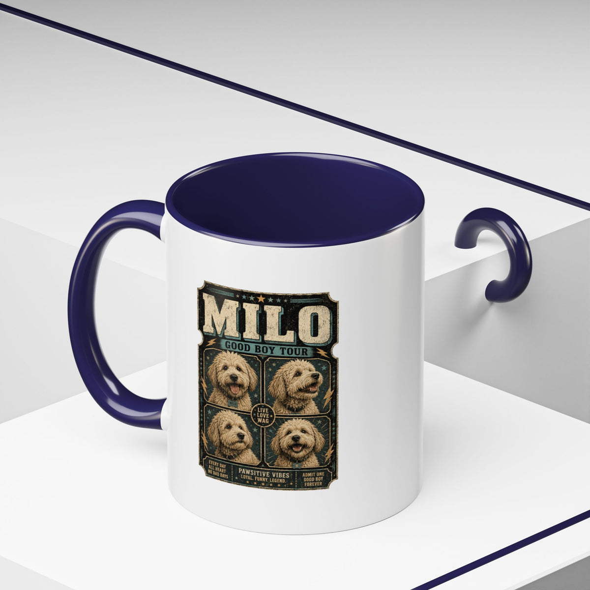 Milo Bailey Dog Dad Mom Personalized Milo Dog Coffee Mug — "Good Boy Tour" Accent Mug