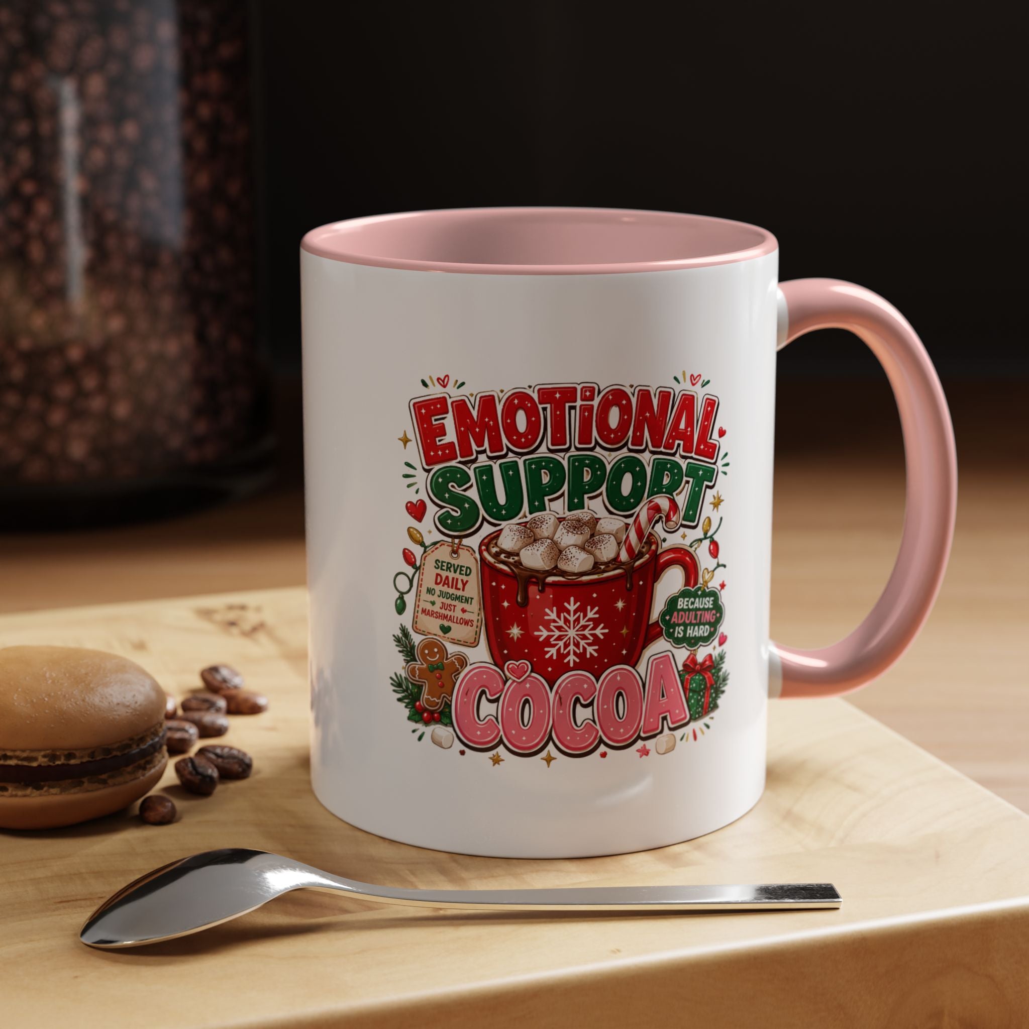 Modern Day Christmas  Emotional Support Cocoa Mug — Festive Hot Chocolate Christmas Coffee Cup (11/15oz)