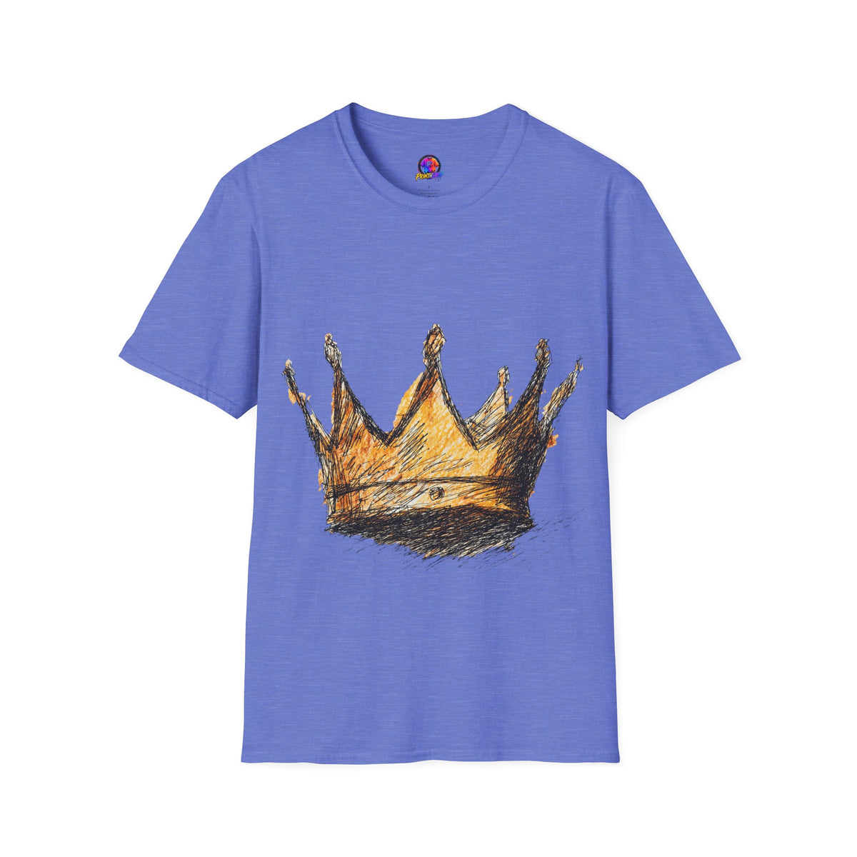 Crowned Sketch T‑Shirt — Hand‑Drawn Gold Crown Graphic Tee