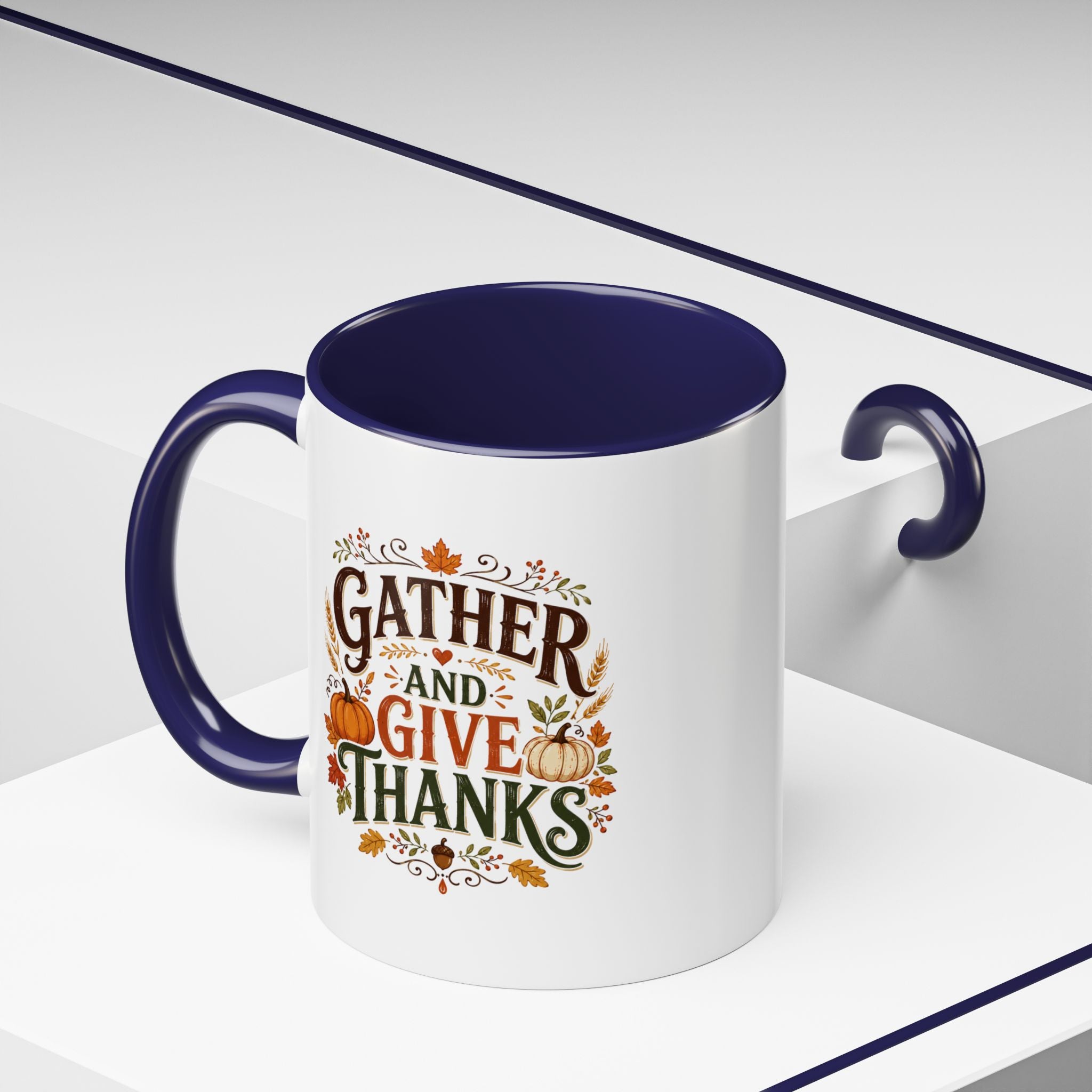 Thanksgiving Mug Gather and Give Thanks Coffee Mug — Thanksgiving Accent Mug
