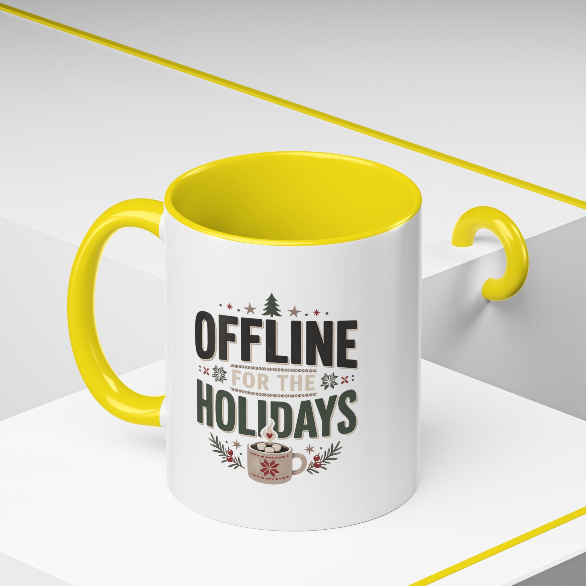 Christmas Holiday Coffee Mug — “Offline for the Holidays” Accent Ceramic Mug