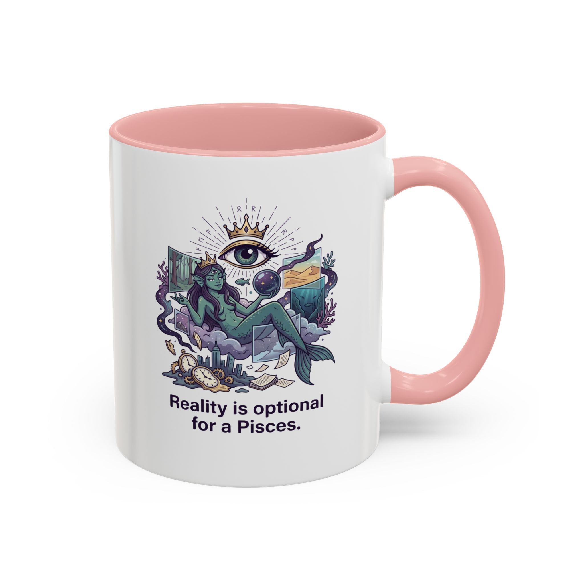 Pisces Zodiac Coffee Mug — "Reality is Optional for a Pisces" Accent Mug