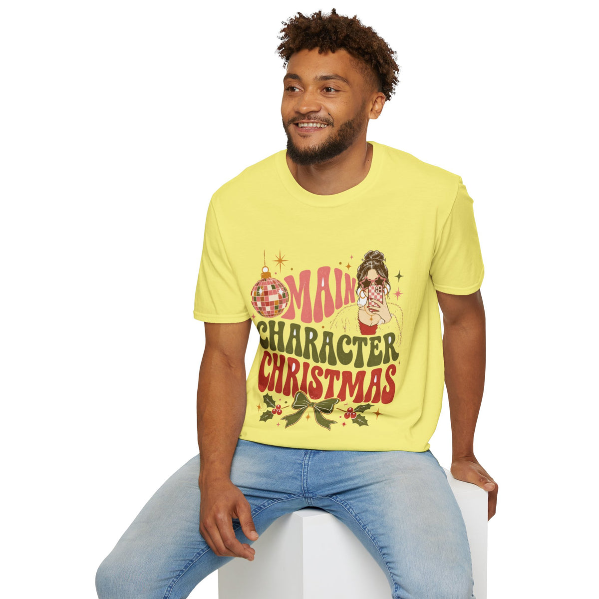 Christmas T-Shirt — "Main Character Christmas" Graphic Tee (Holiday Mom Aesthetic)
