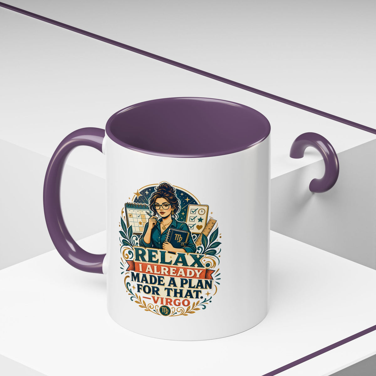 Virgo Zodiac Mug Accent Coffee Mug — "Relax I Already Made a Plan for That" Virgo Astrology Mug