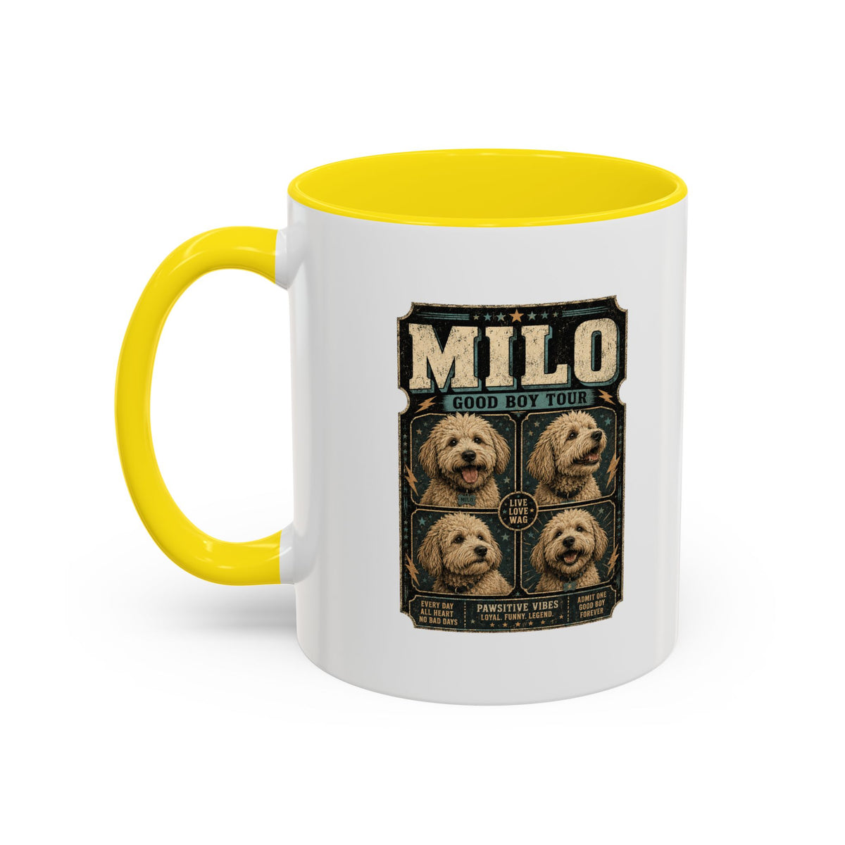Milo Bailey Dog Dad Mom Personalized Milo Dog Coffee Mug — "Good Boy Tour" Accent Mug