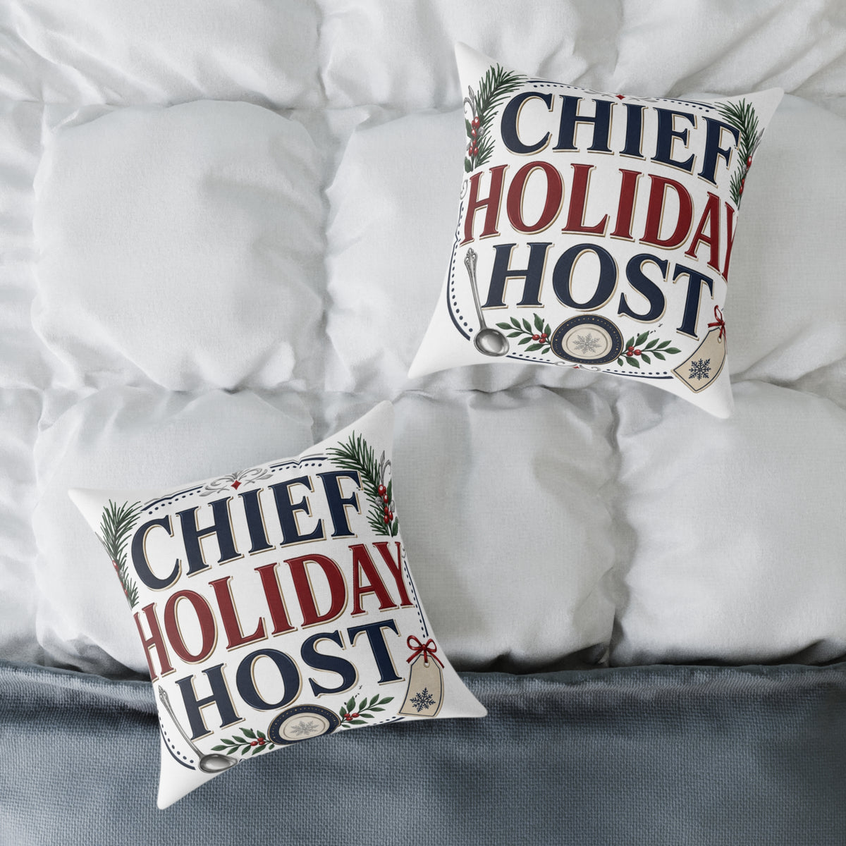 Christmas Chief Holiday Host Throw Pillow — Festive Christmas Decorative Cushion