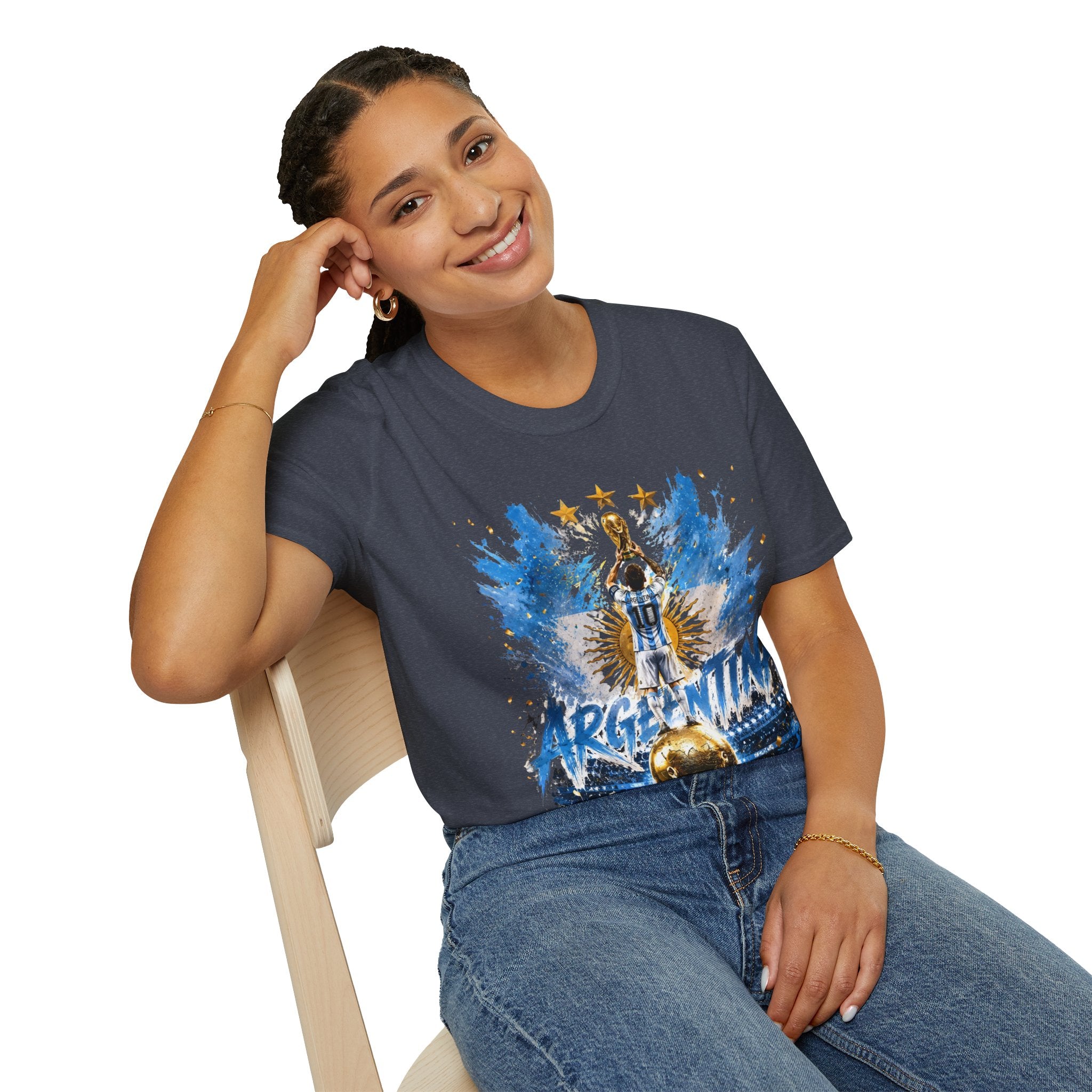 Argentina World Champions T‑Shirt — Soccer World Cup 3 Stars Tribute