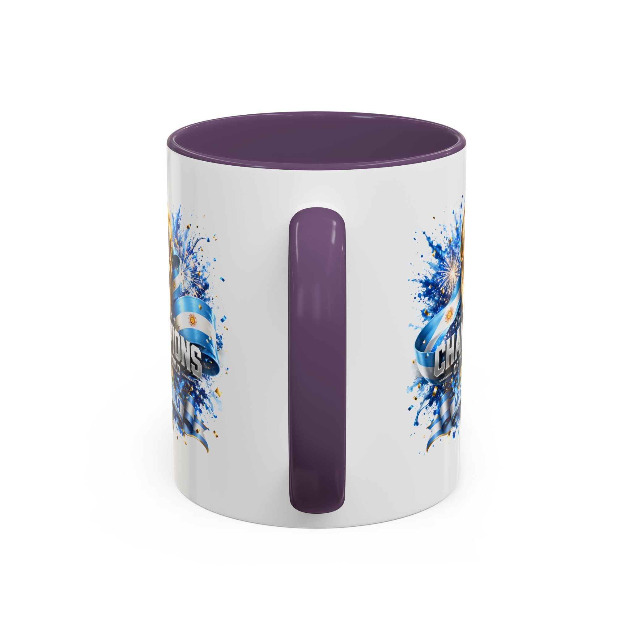 Argentina World Champions Coffee Mug — 'Champions of the World' Soccer Trophy Design