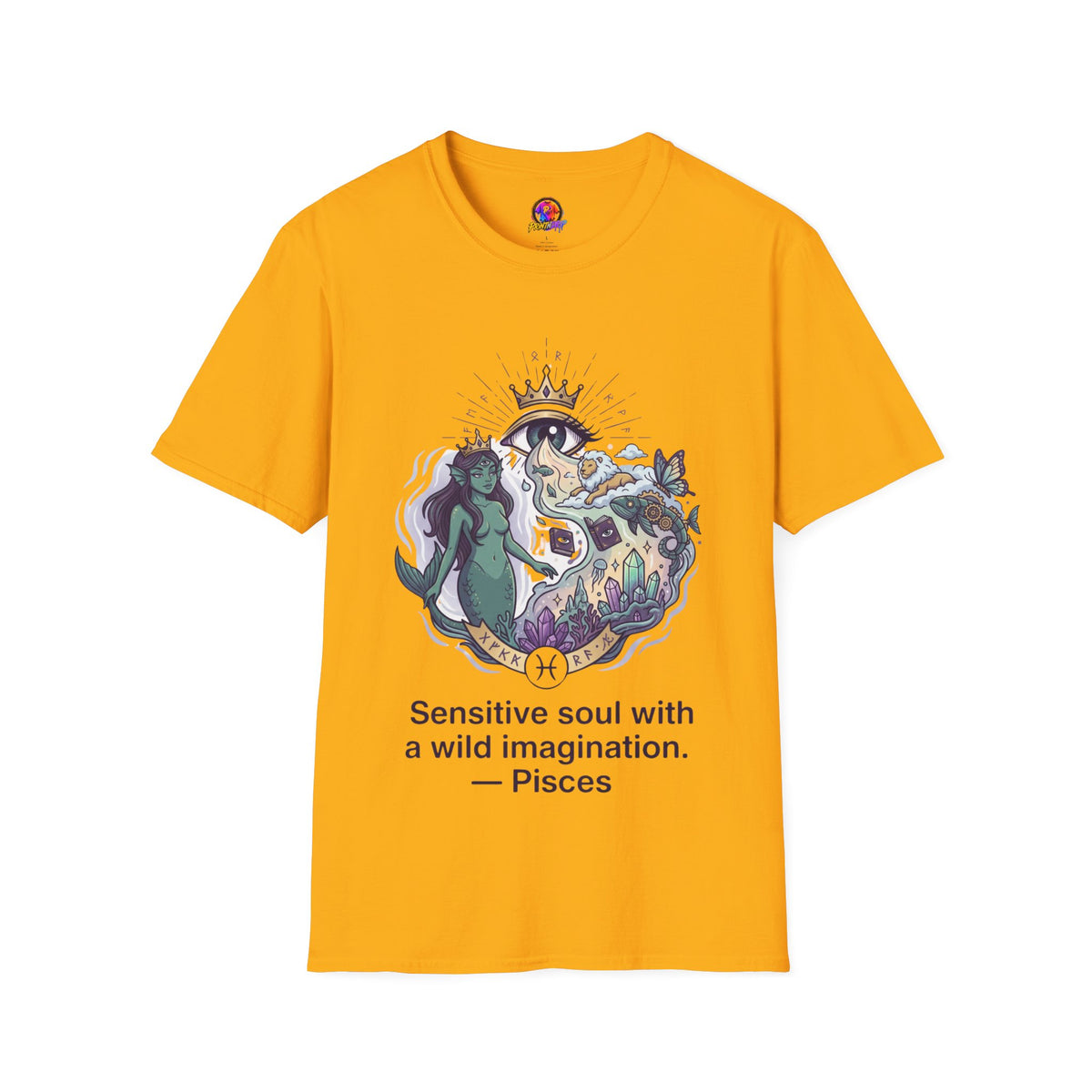 Pisces Zodiac Mystical Mermaid Art T-Shirt — "Sensitive soul with a wild imagination"
