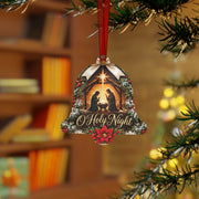 Nativity Bell Metal Ornament – “O Holy Night” Christmas Tree Decoration