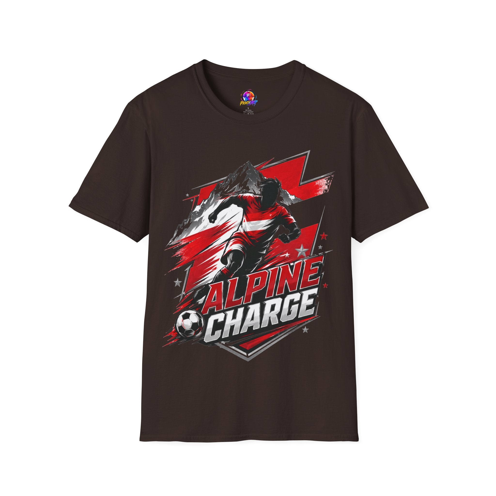 Austria  Alpine Charge Soccer T-Shirt — Mountain Football Graphic Tee -