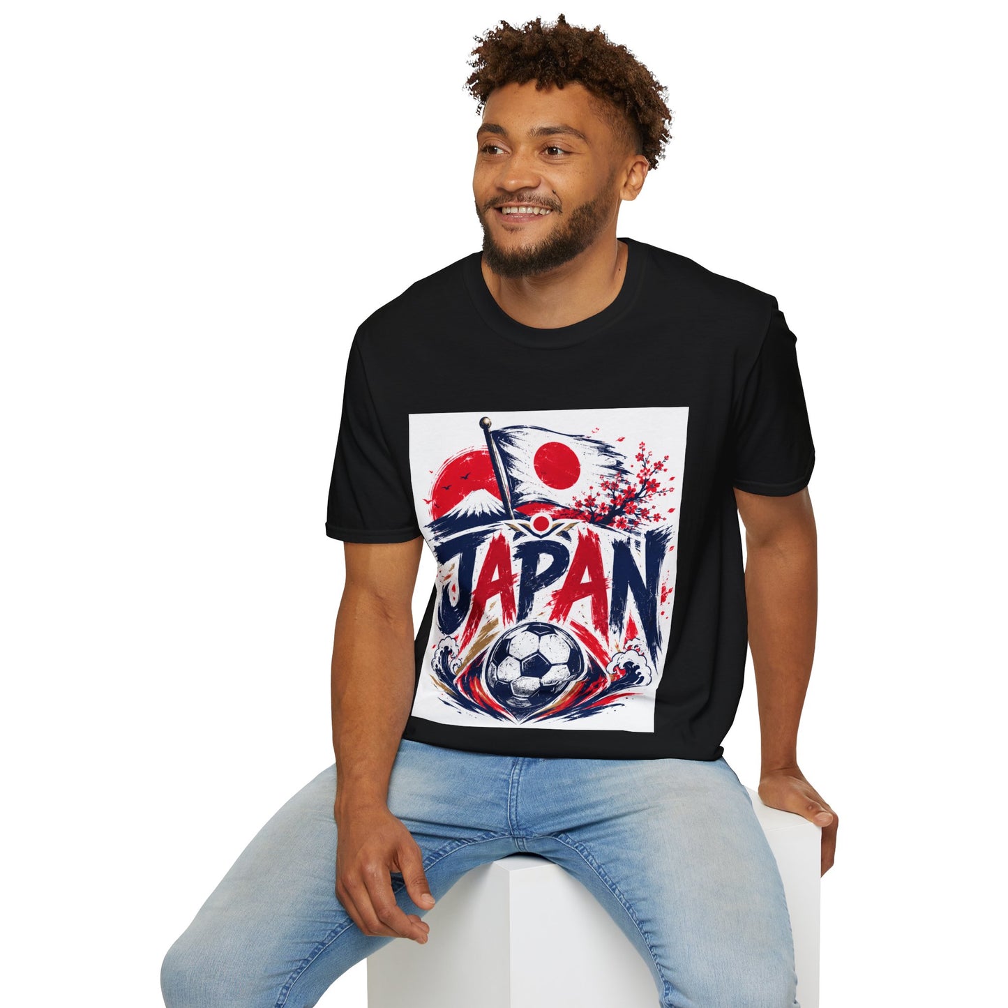 Japan Soccer T-Shirt — Japanese Flag & Cherry Blossom Football Graphic