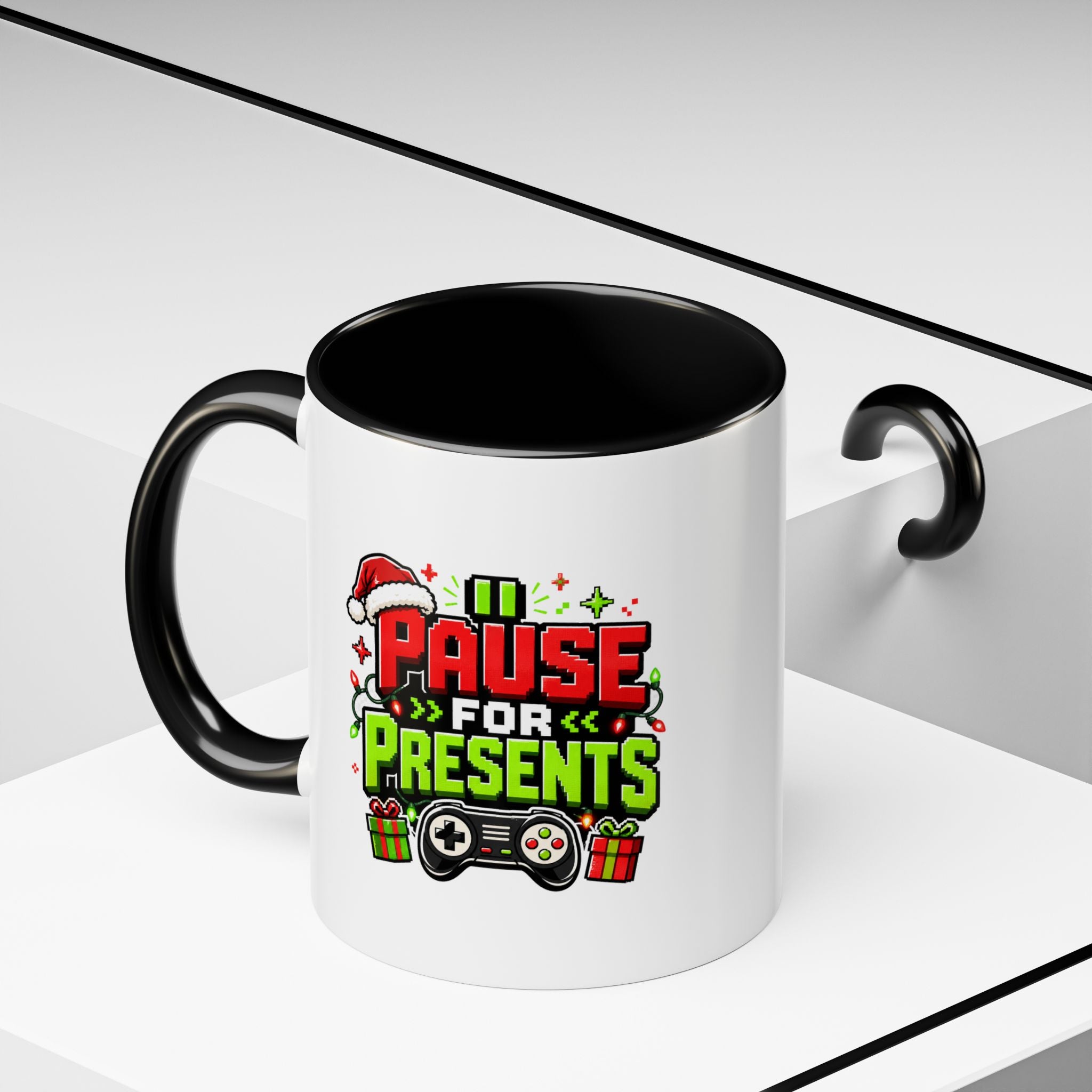 Modern Day Christmas Pause for Presents Christmas Gamer Coffee Mug