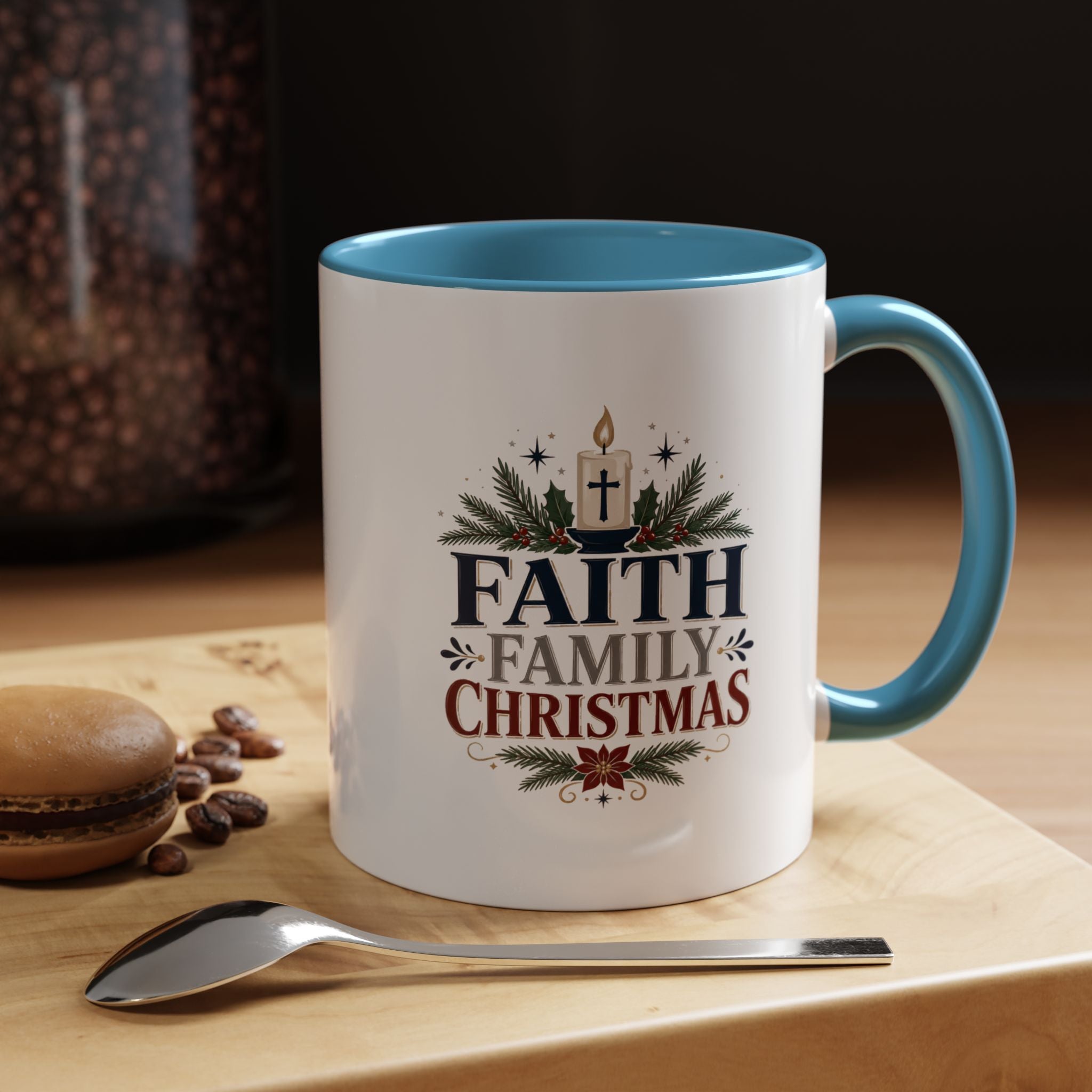 Christmas Faith • Family • Christmas Accent Coffee Mug — Holiday Religious Ceramic Mug