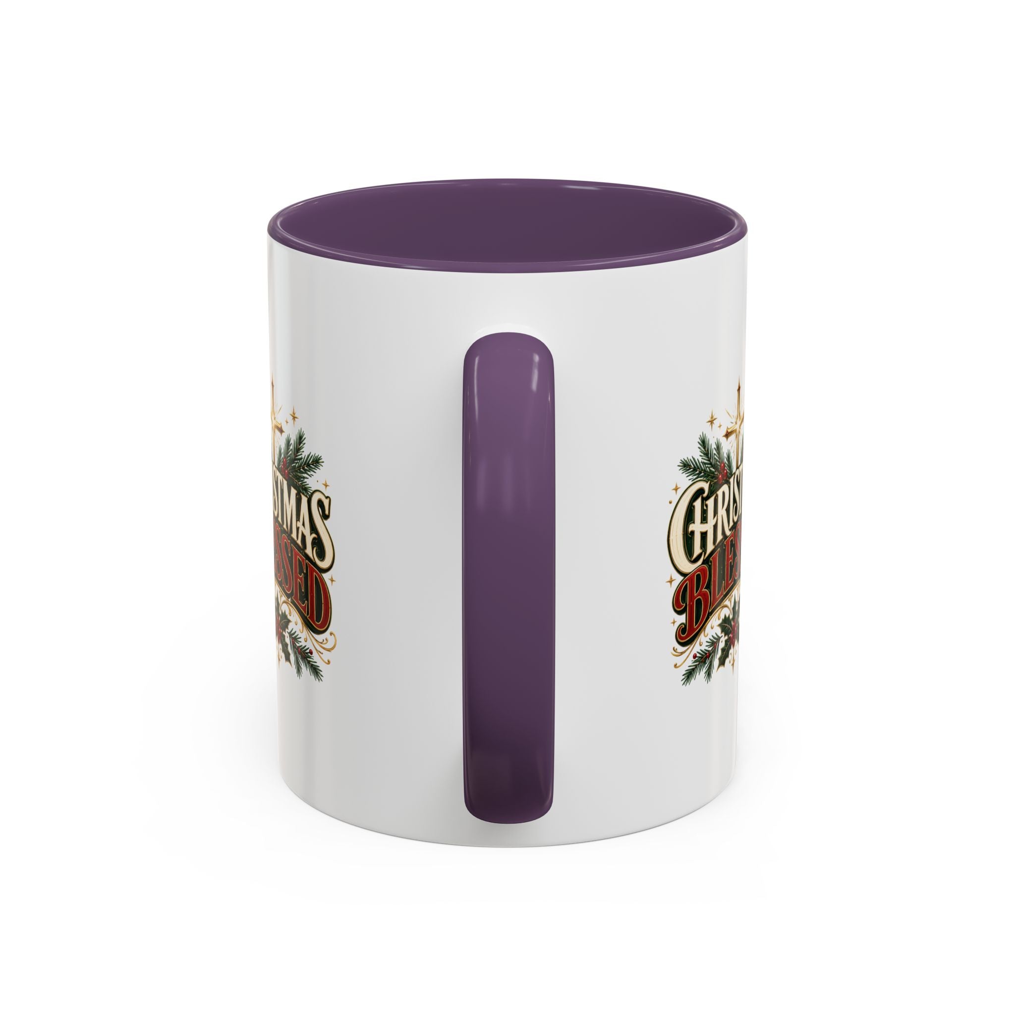 Christmas Blessed Accent Coffee Mug – Holiday Pine & Holly