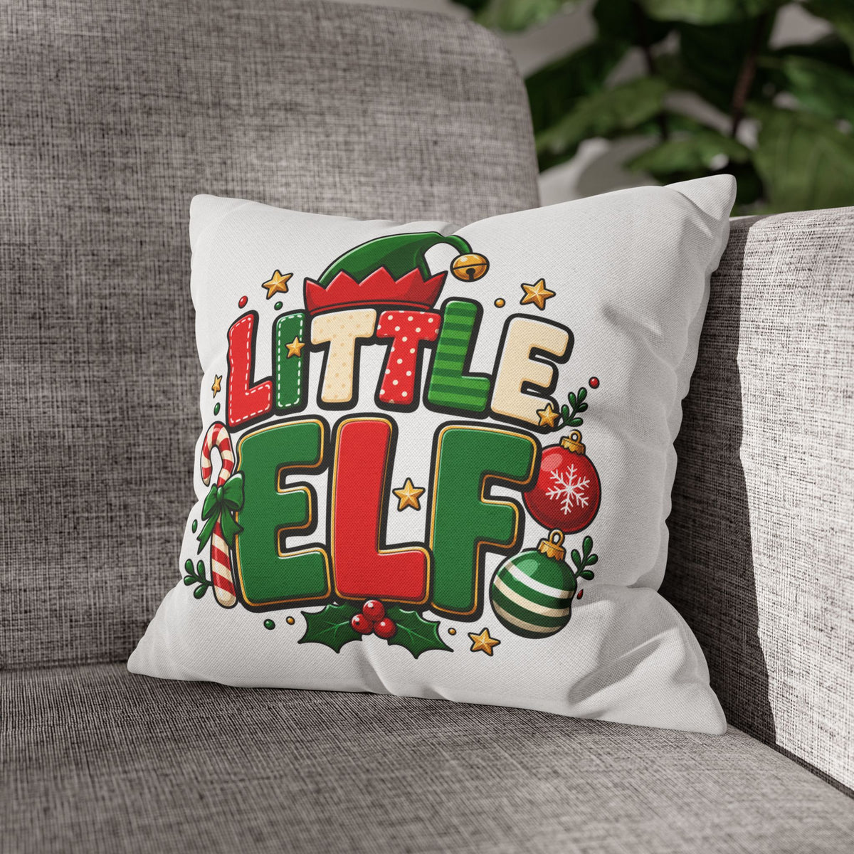 Little Elf Christmas Pillowcase — Cute Holiday Kids Decorative Pillow Cover