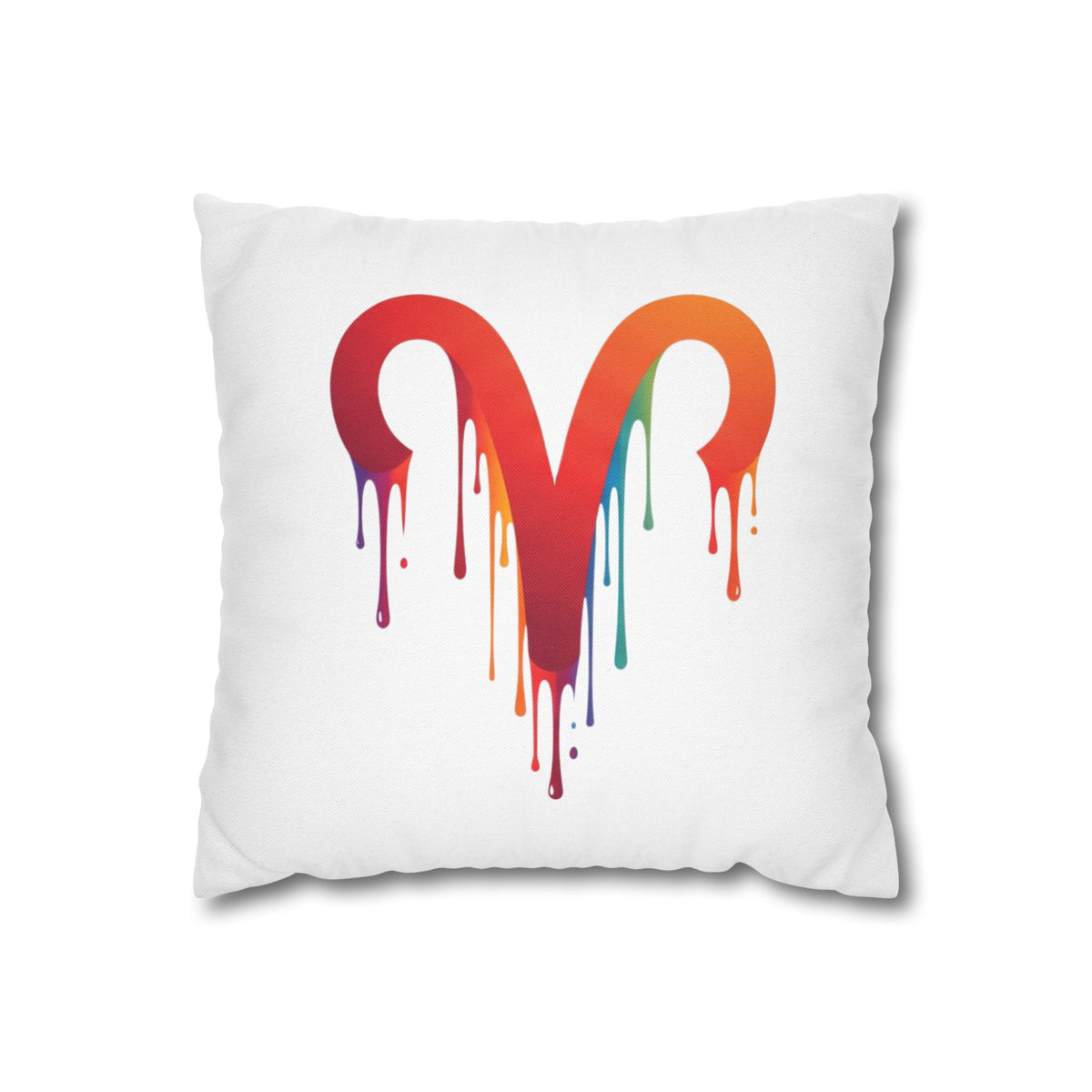 Aries Rainbow Drip Heart Pillowcase — Colorful Melting Heart Decorative Pillow