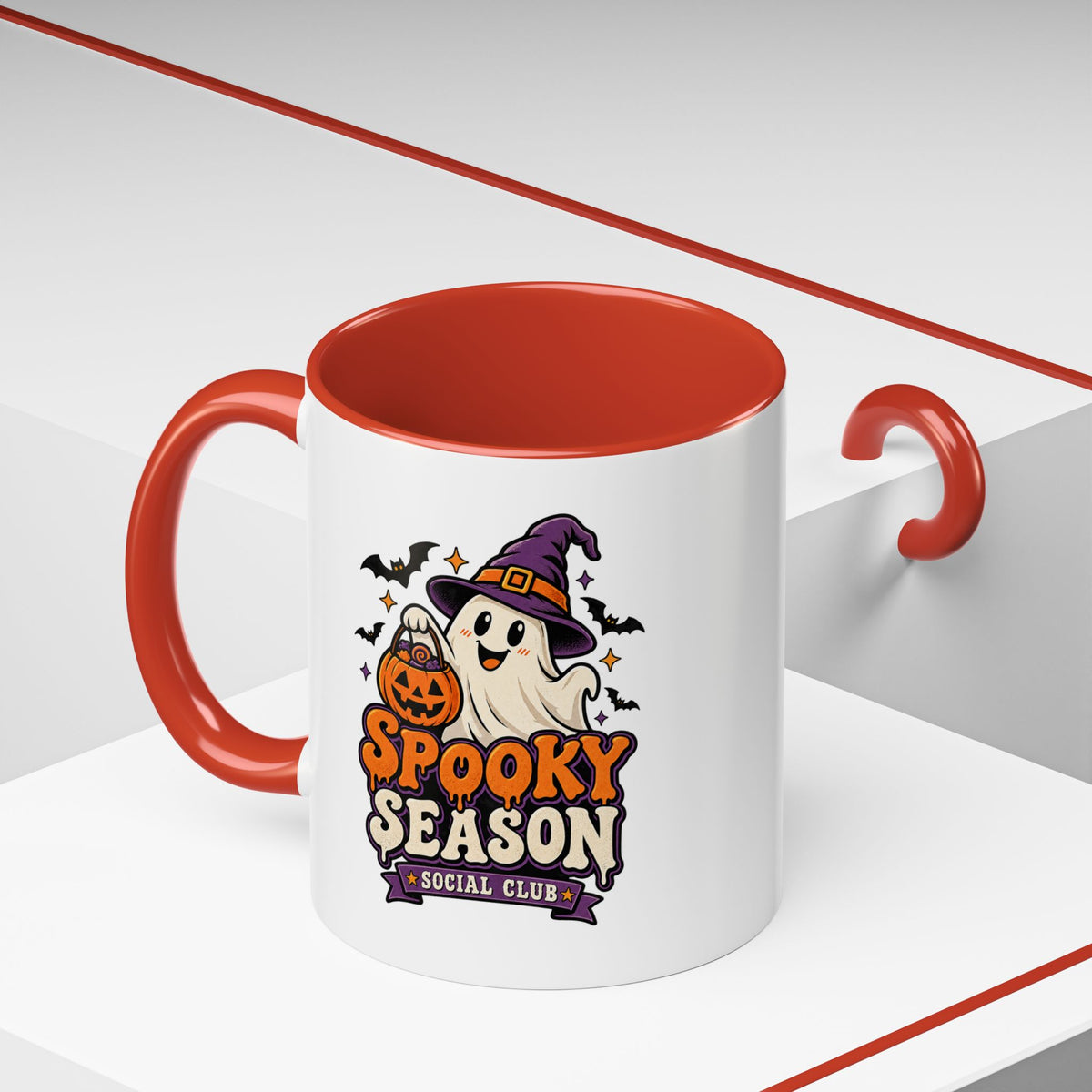 Spooky Season Coffee Mug — Cute Ghost Halloween Accent Mug (11/15oz)