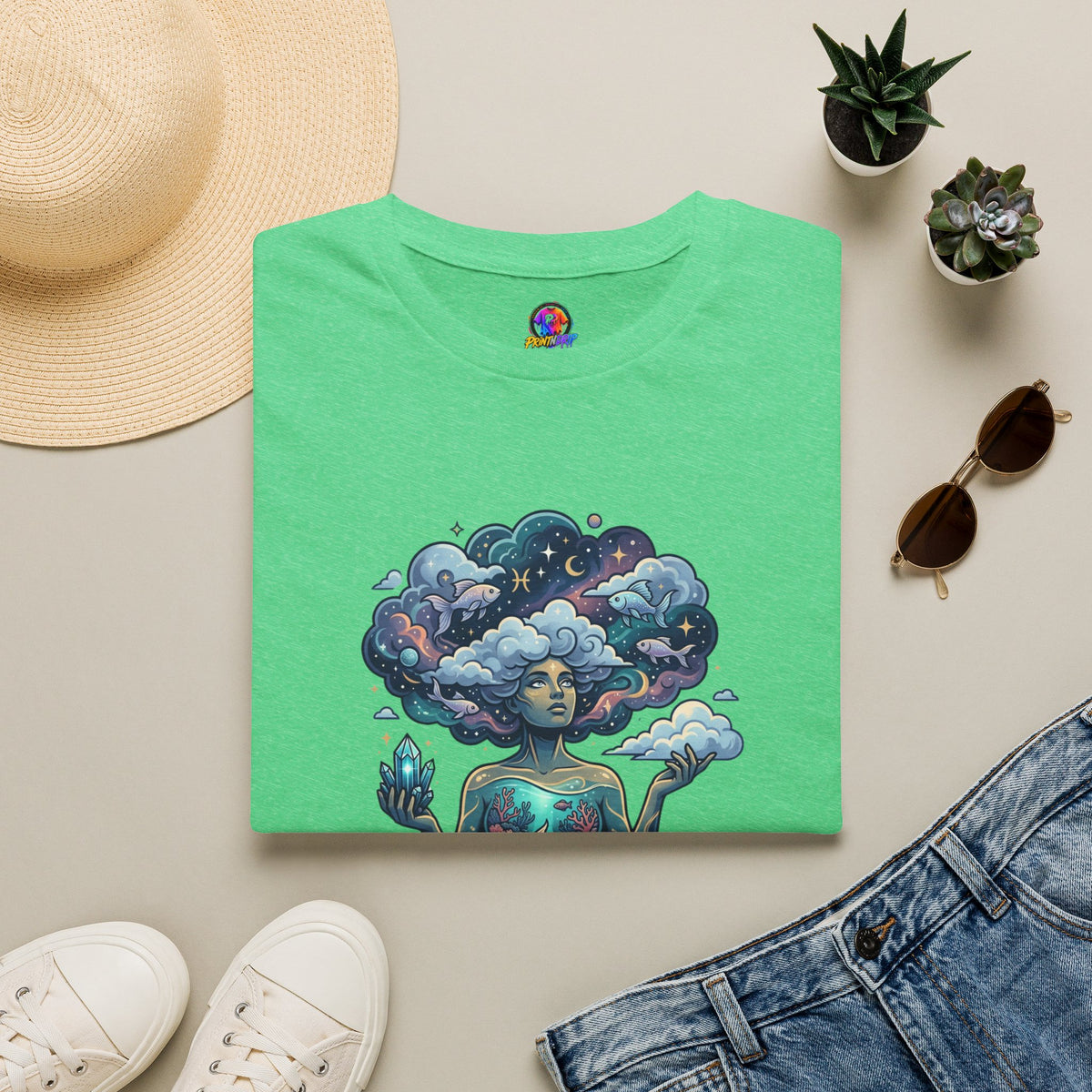 Dreamscape Goddess T-Shirt — 'Head in the Clouds' Surreal Art Tee