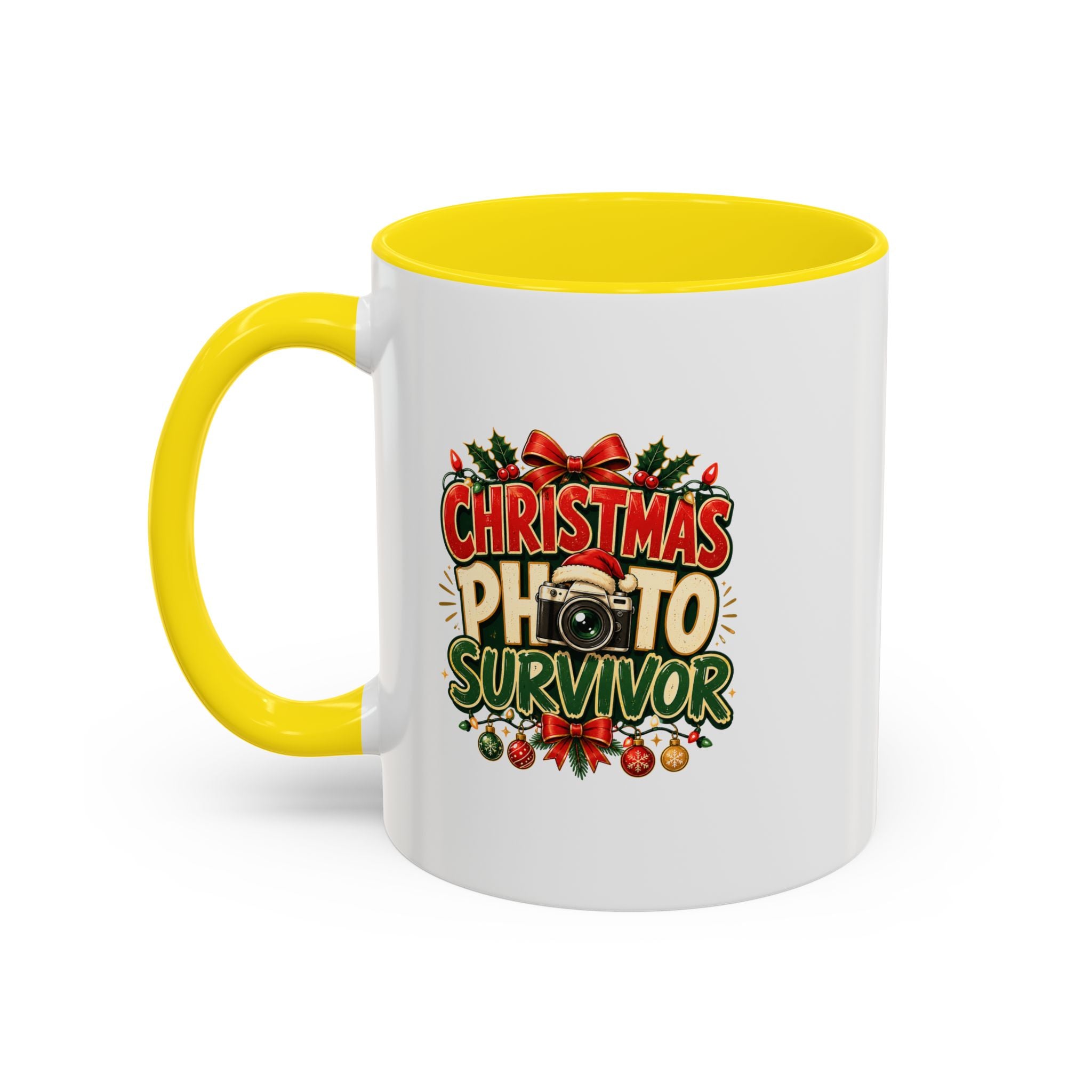 Christmas Photo Survivor Accent Coffee Mug — Holiday Photographer Gift