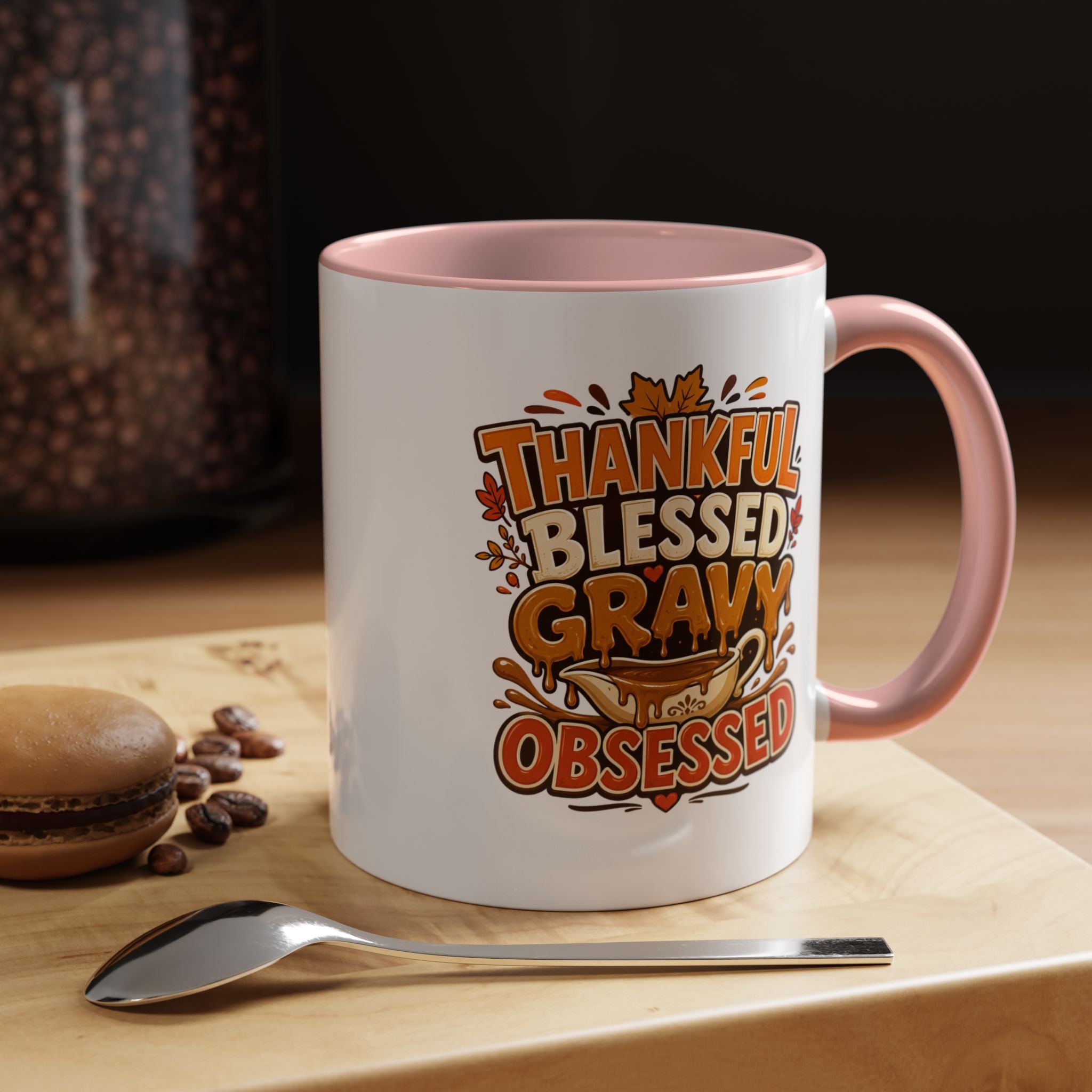 Thanksgiving Mug Coffee Mug — "Thankful Blessed Gravy Obsessed" Thanksgiving Accent Mug