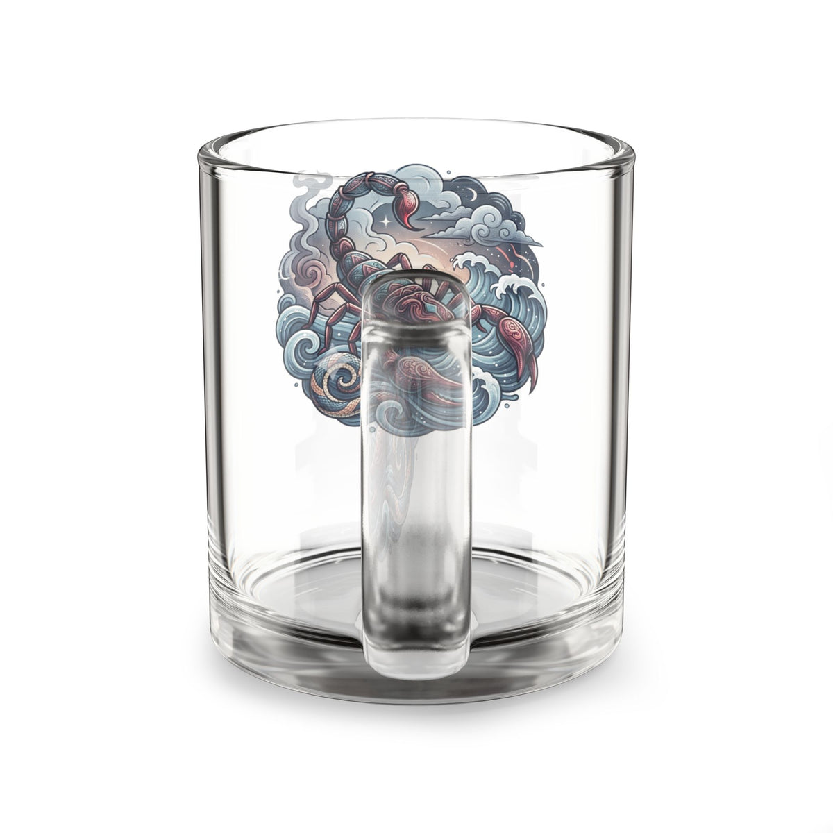 Scorpion Wave Glass Mug — 10oz Tattoo-Style Scorpio Zodiac Design